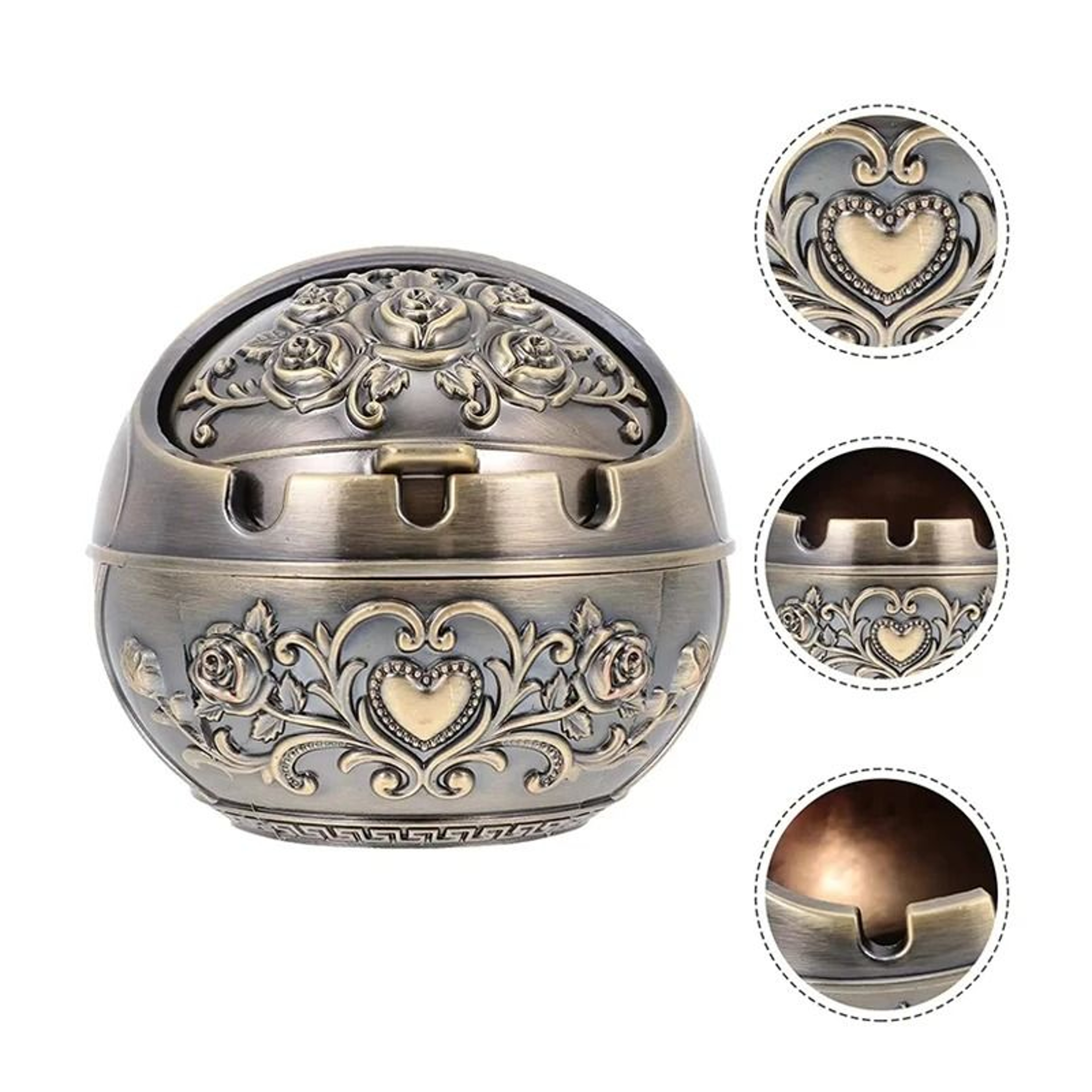 Personalized Ashtray With Lid Windproof Tabletop Decor 0