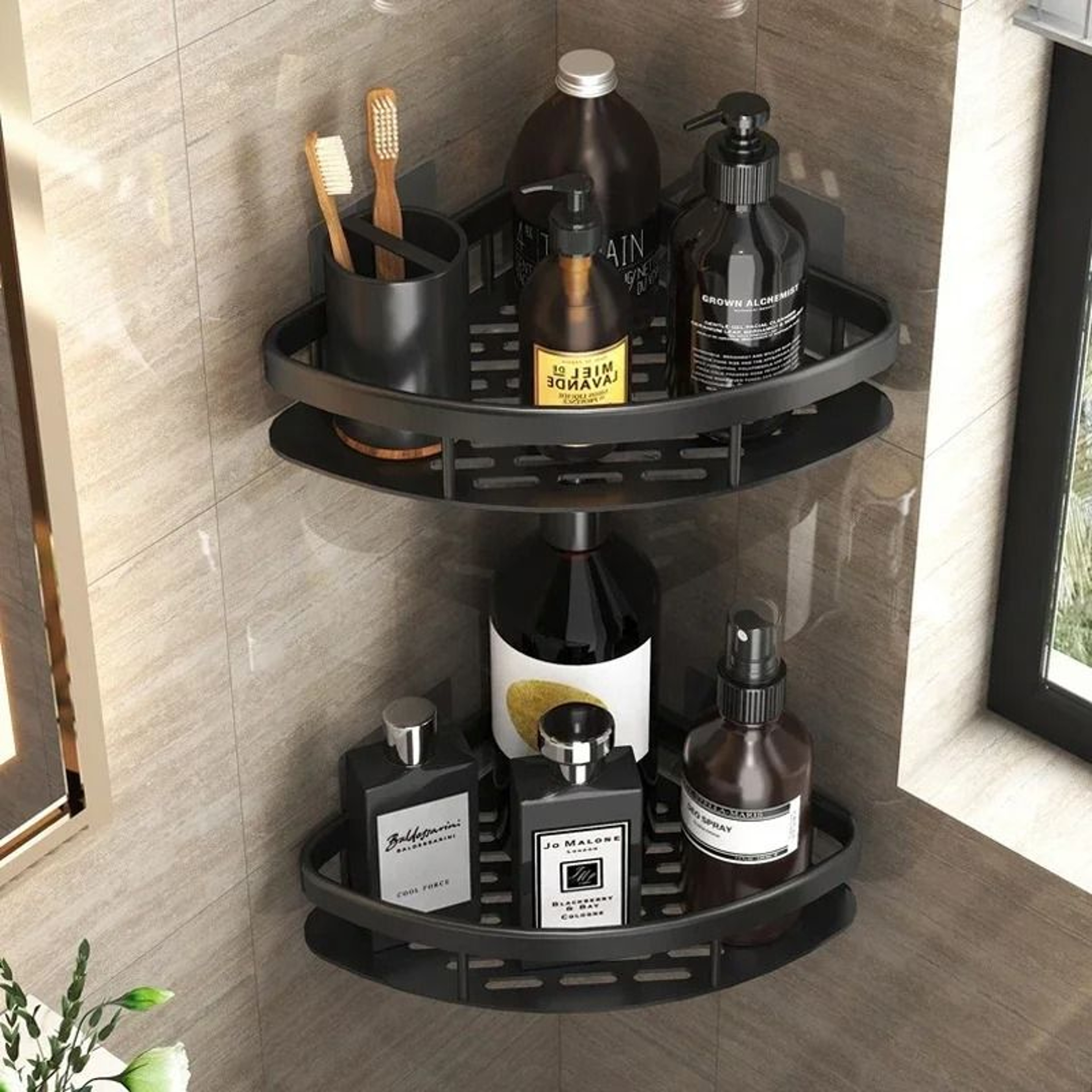 Bathroom Shelf Makeup Storage Organizer Aluminum Alloy Shampoo Rack 1