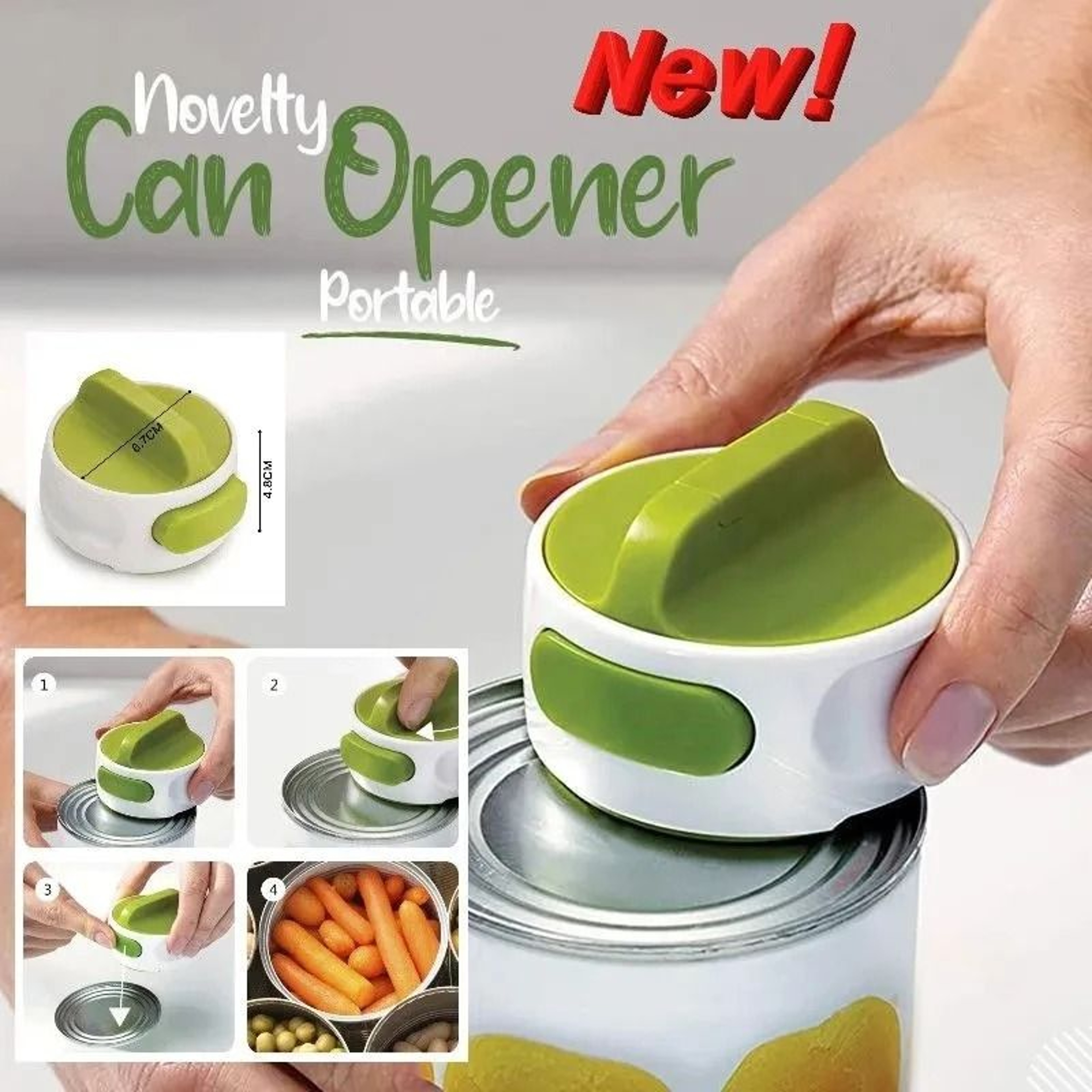 Portable Can Opener Stainless Steel Manual Rotary Cap Screwing Gadget 0
