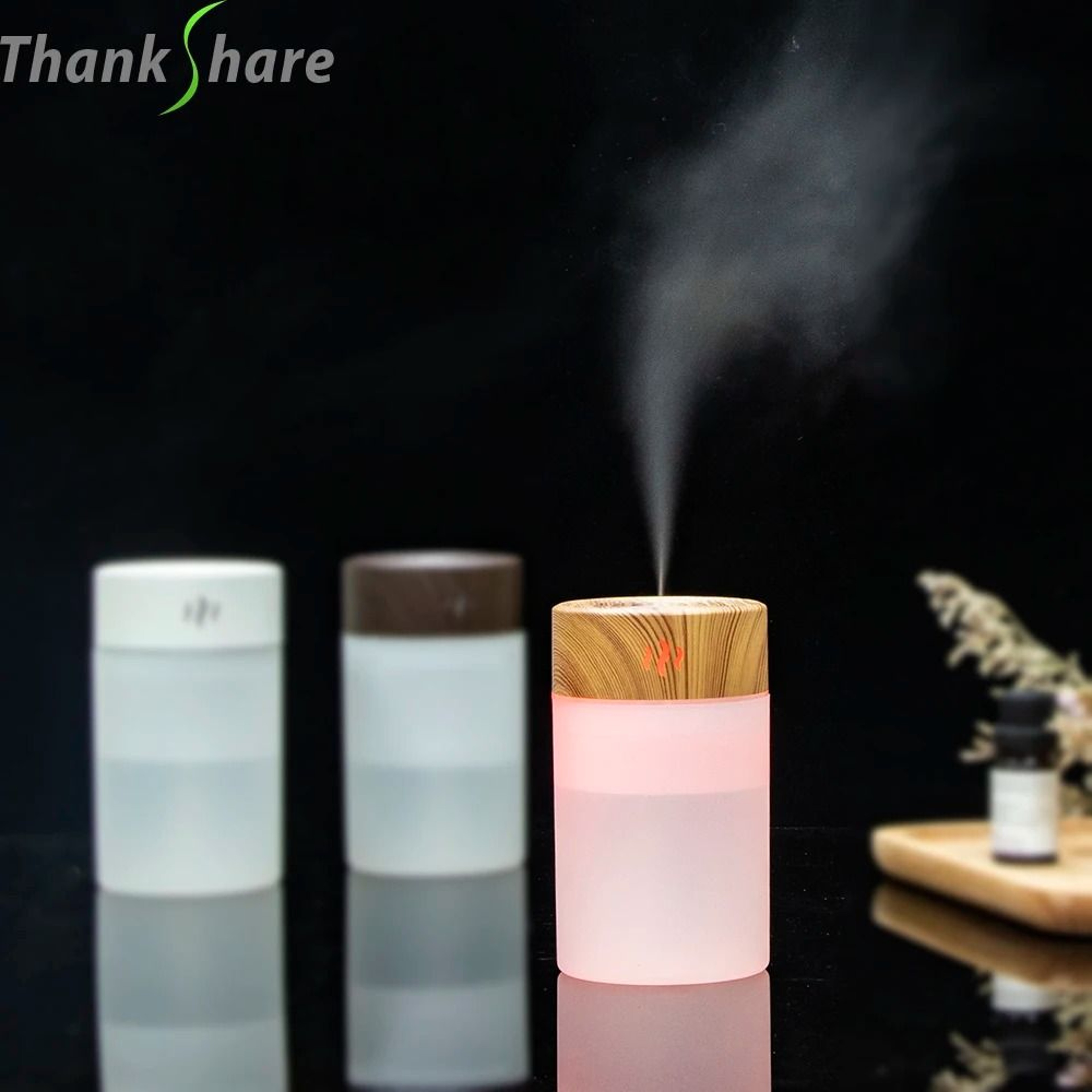 USB Air Humidifier 260ml Wood Grain Aroma Diffuser 4