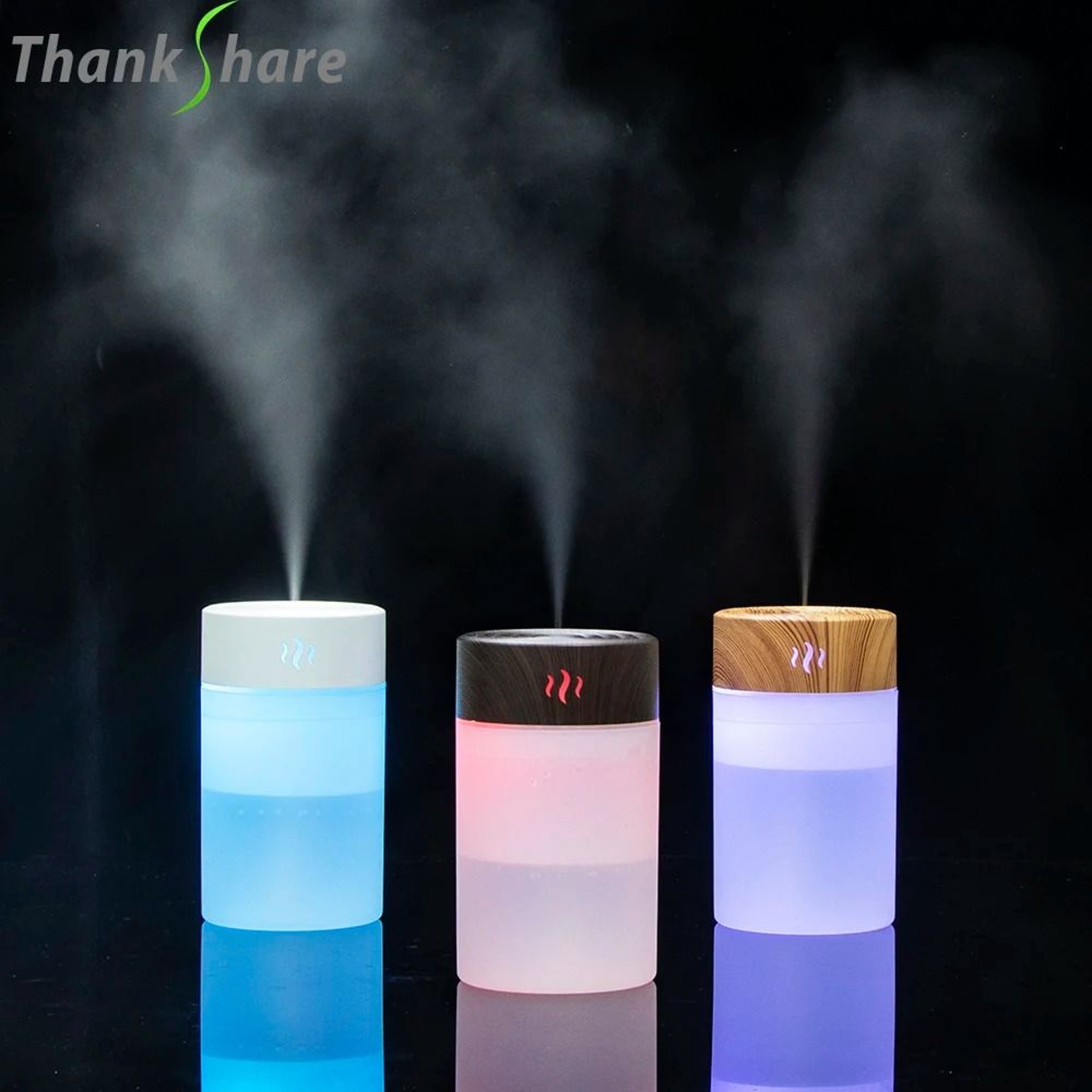 USB Air Humidifier 260ml Wood Grain Aroma Diffuser 5