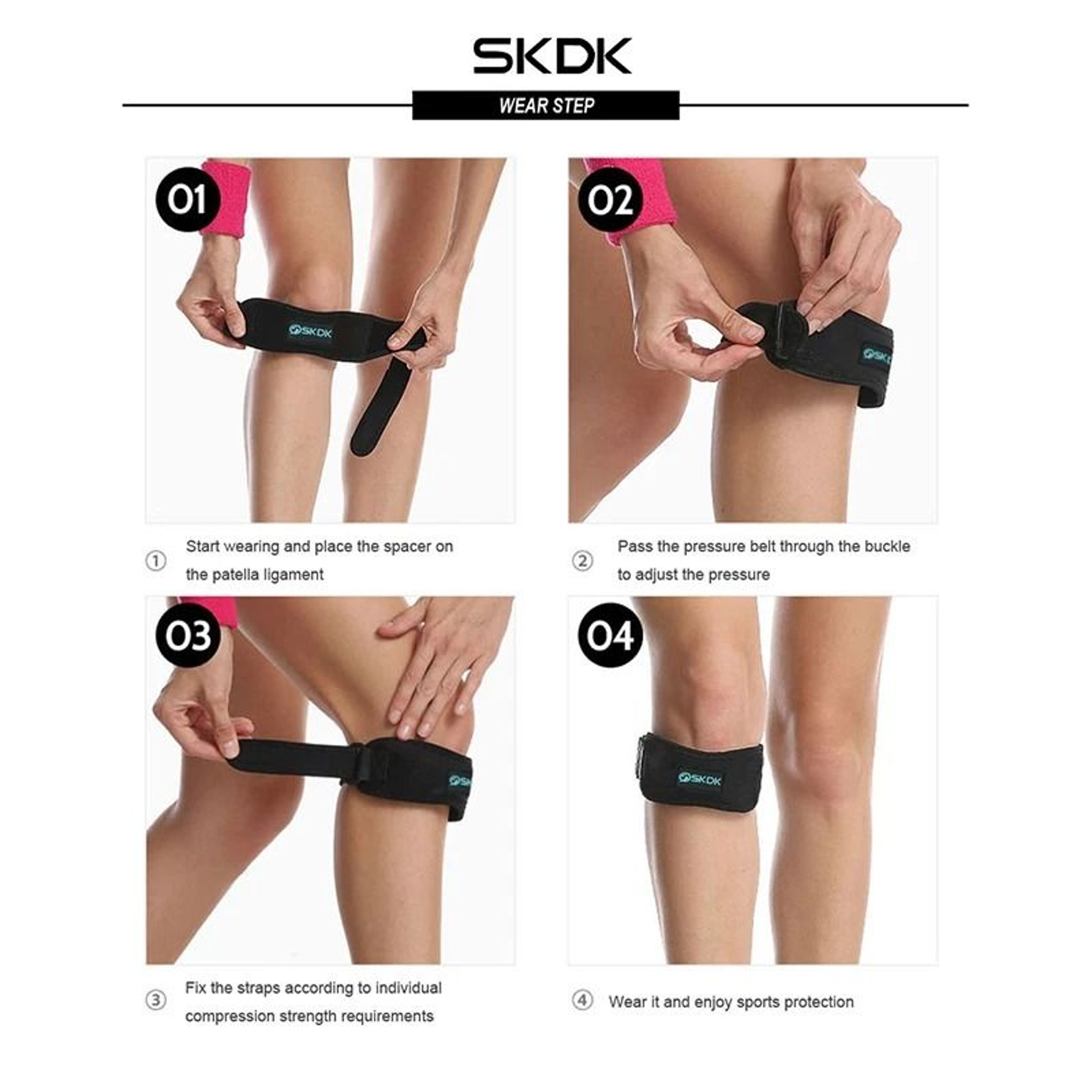 Adjustable Patella Kneecap Strap Silica Gel Knee Tendon Band 4