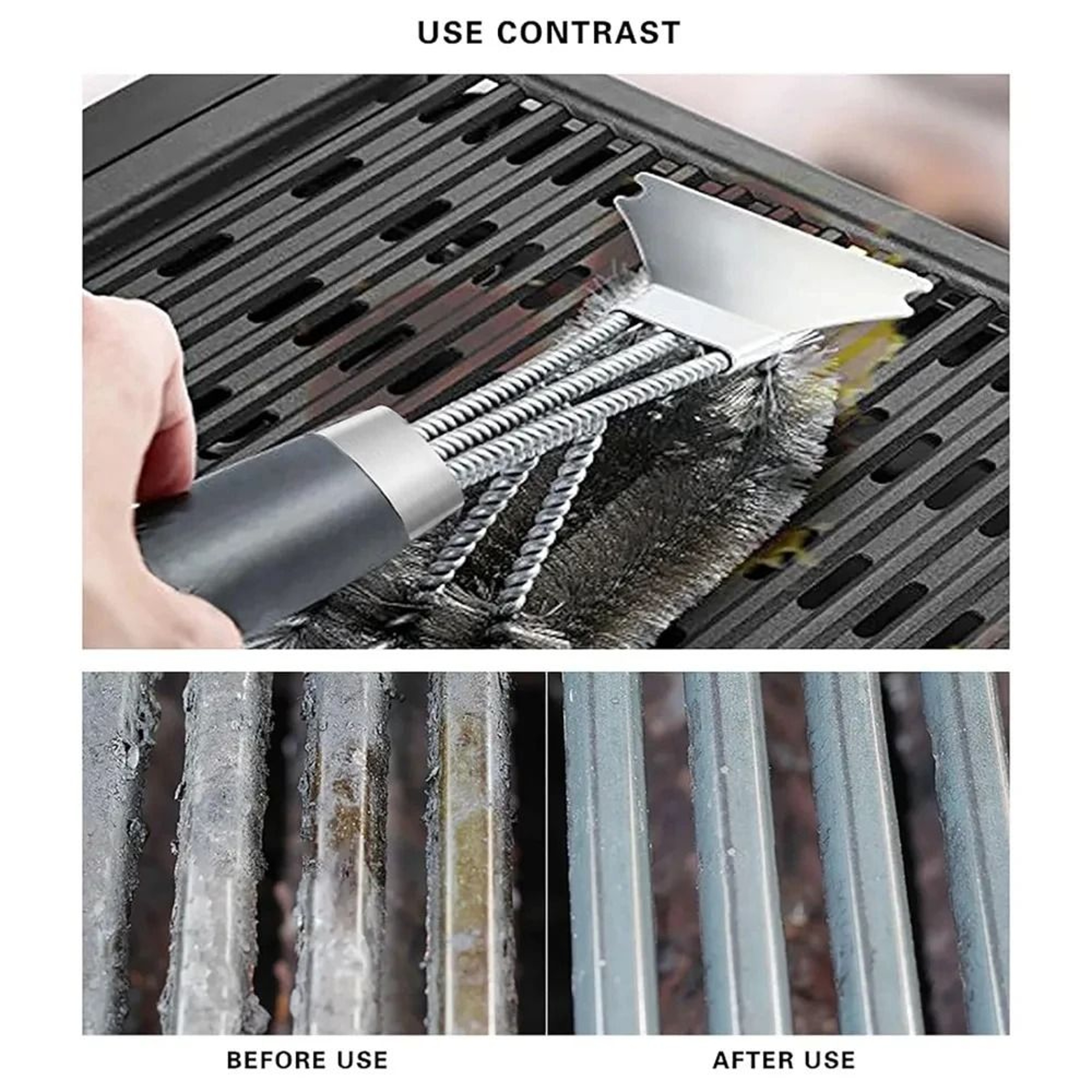 Safe Grill Brush And Scraper With Deluxe Handle Stainless Steel Bristles 3