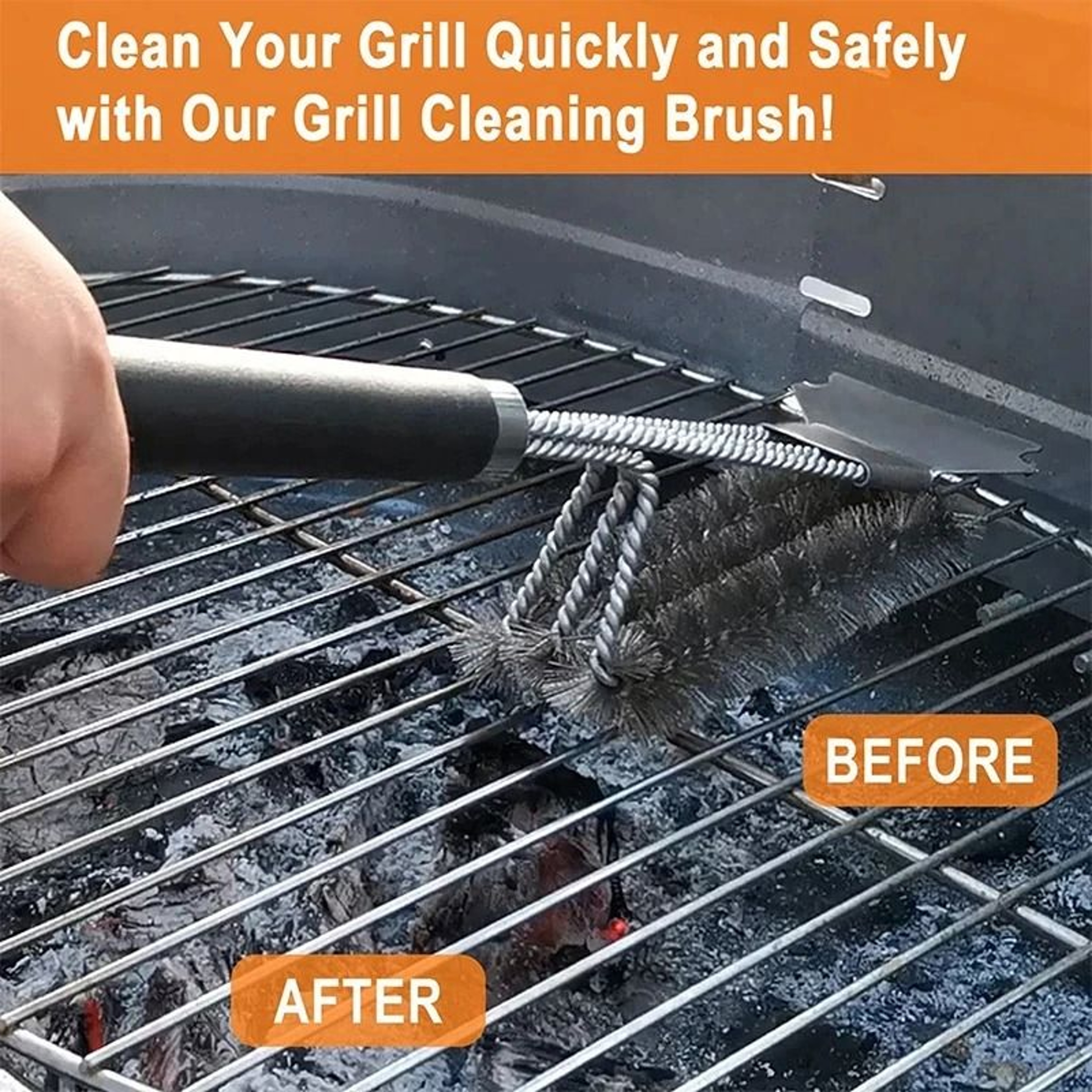 Safe Grill Brush And Scraper With Deluxe Handle Stainless Steel Bristles 4