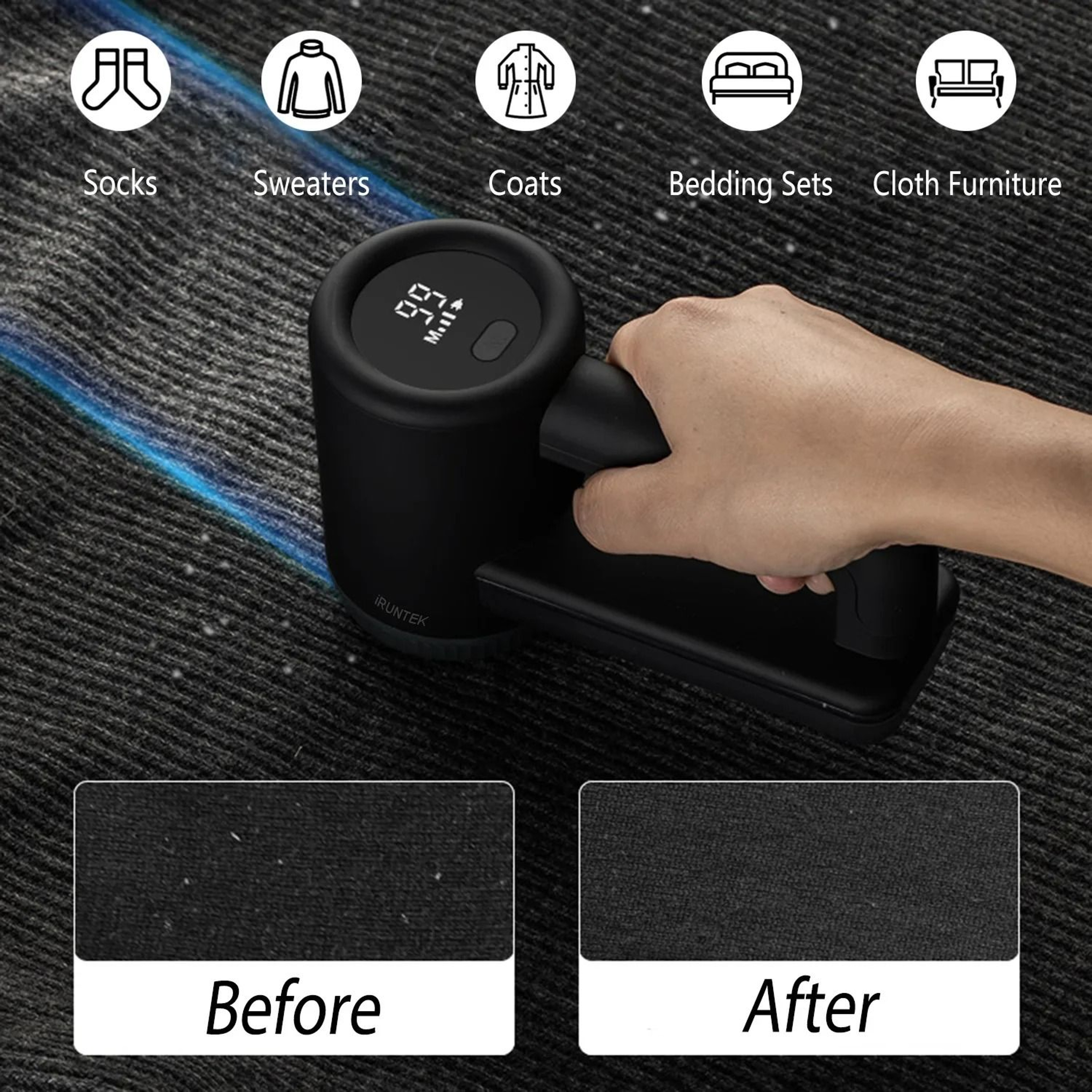 Rechargeable Fabric Clothes Shaver 3 Speeds 2000mAh LED Display Lint Remover 1