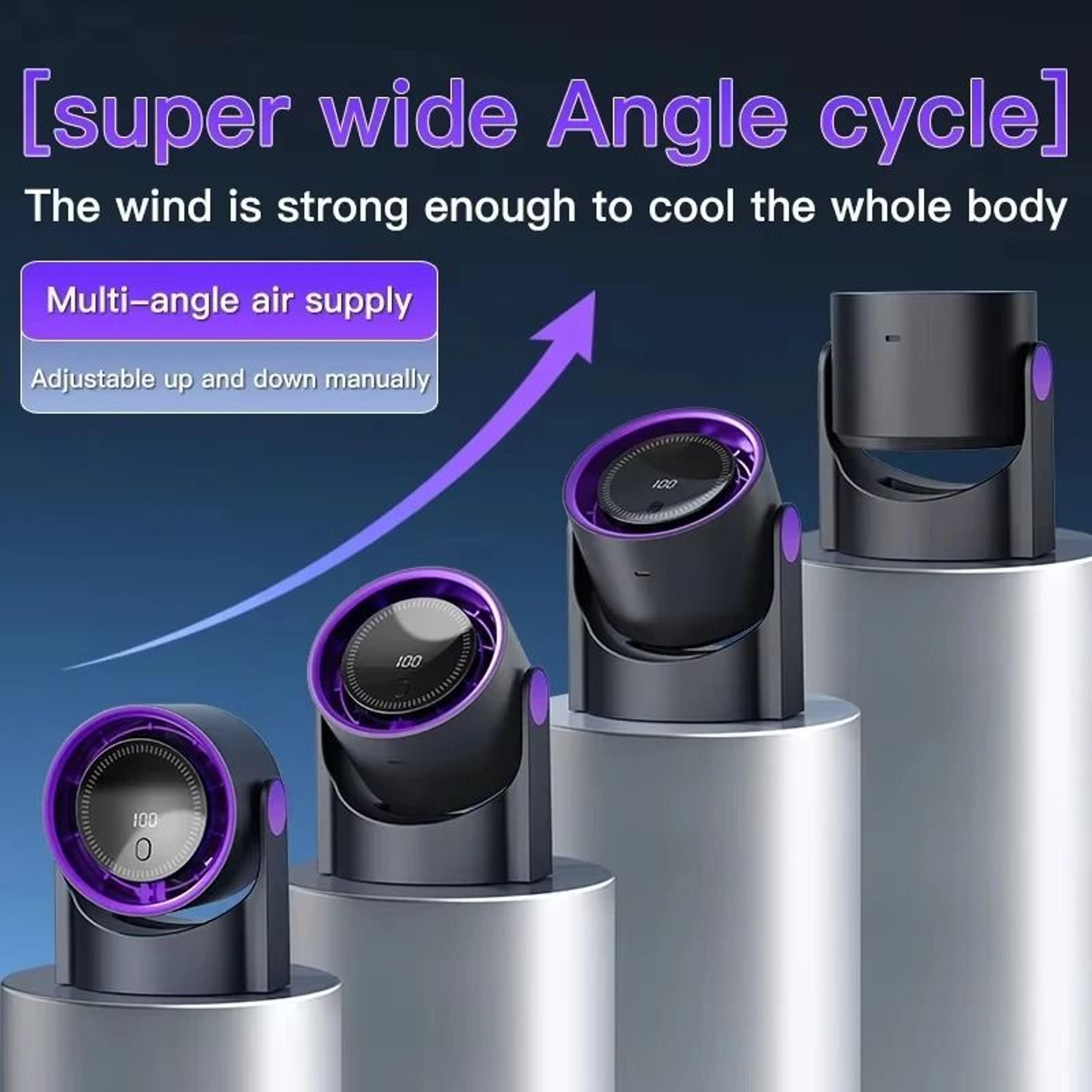 100 Level Bladeless Fan USB Rechargeable Quiet Desktop Cooling Fan 5
