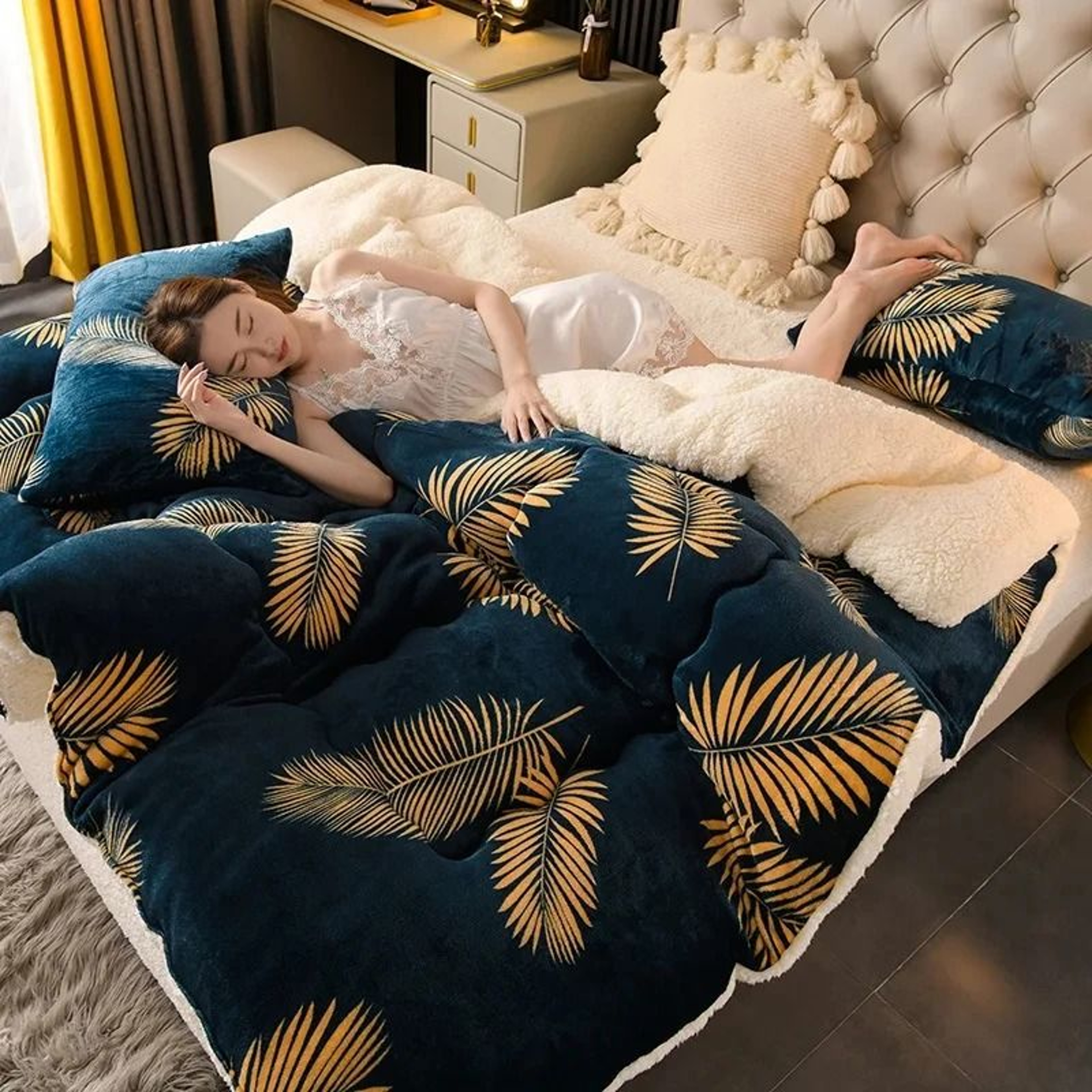 Super Thick Winter Warm Blanket Weighted Artificial Lamb Cashmere Comforter For Bed 6