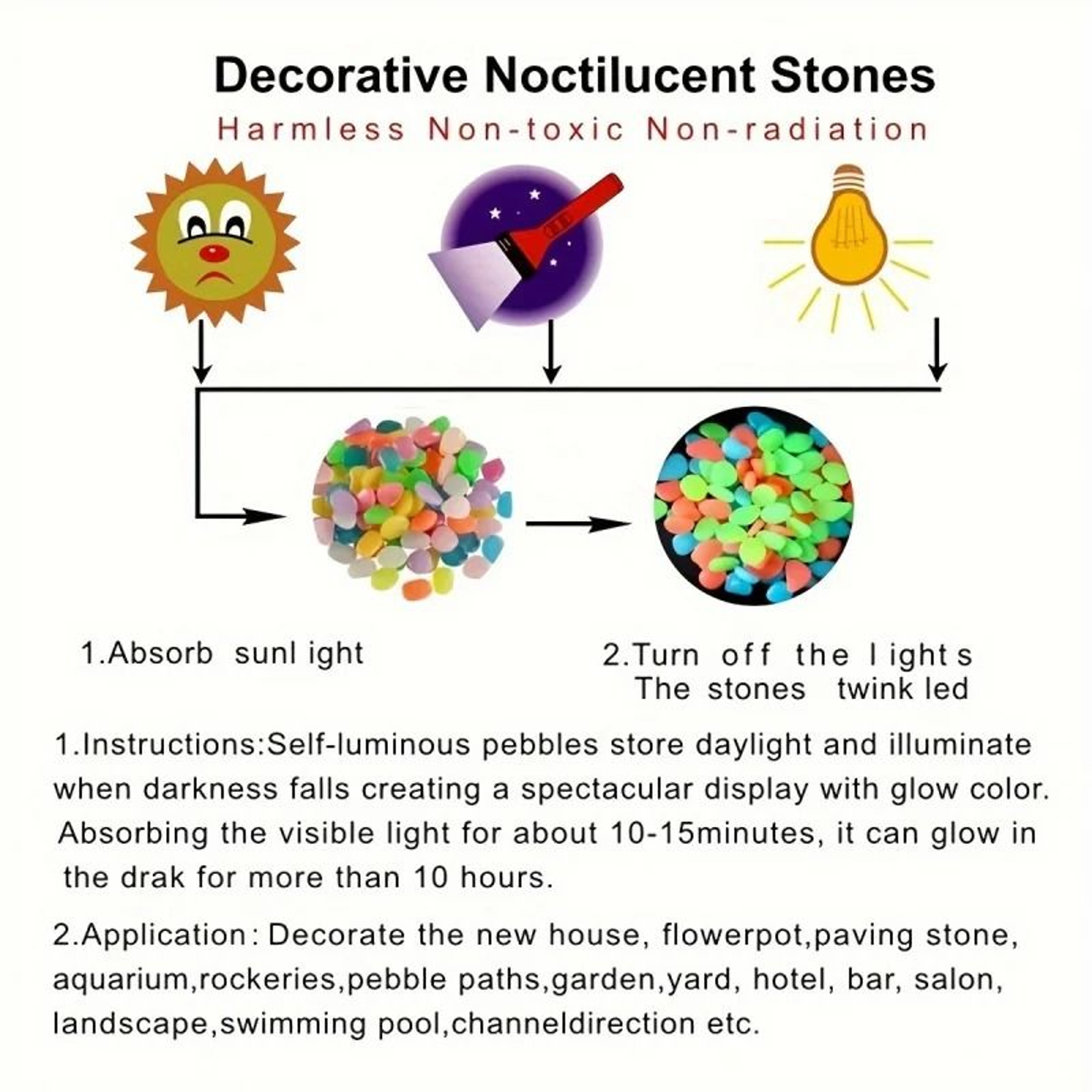 Glow In The Dark Resin Pebbles For Garden Paths Potted Plants And Aquarium Decor 5