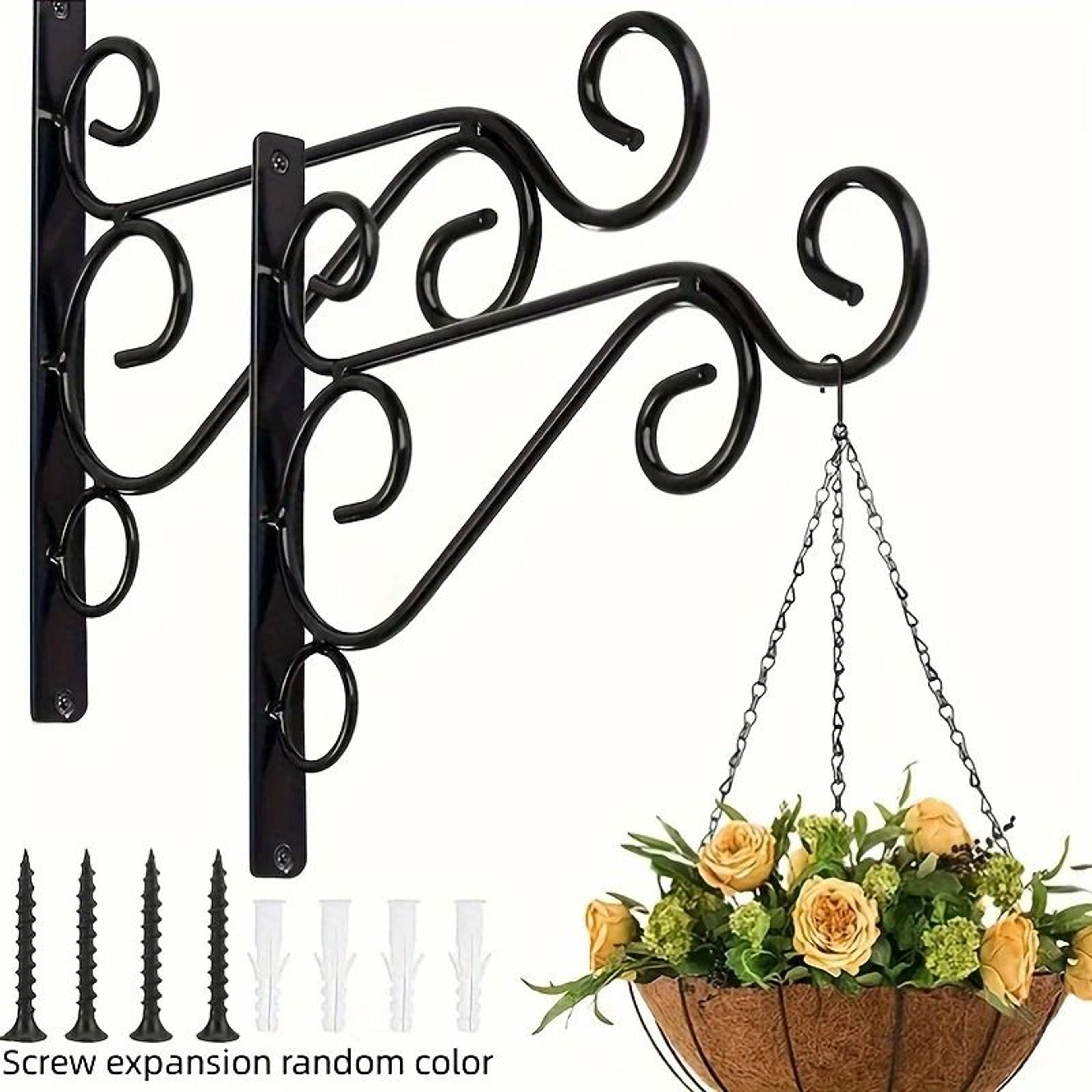 Outdoor Hanging Plant Stand 2 Pack Wall Mounted Iron Hooks For Flower Pots And Garden Decor 0