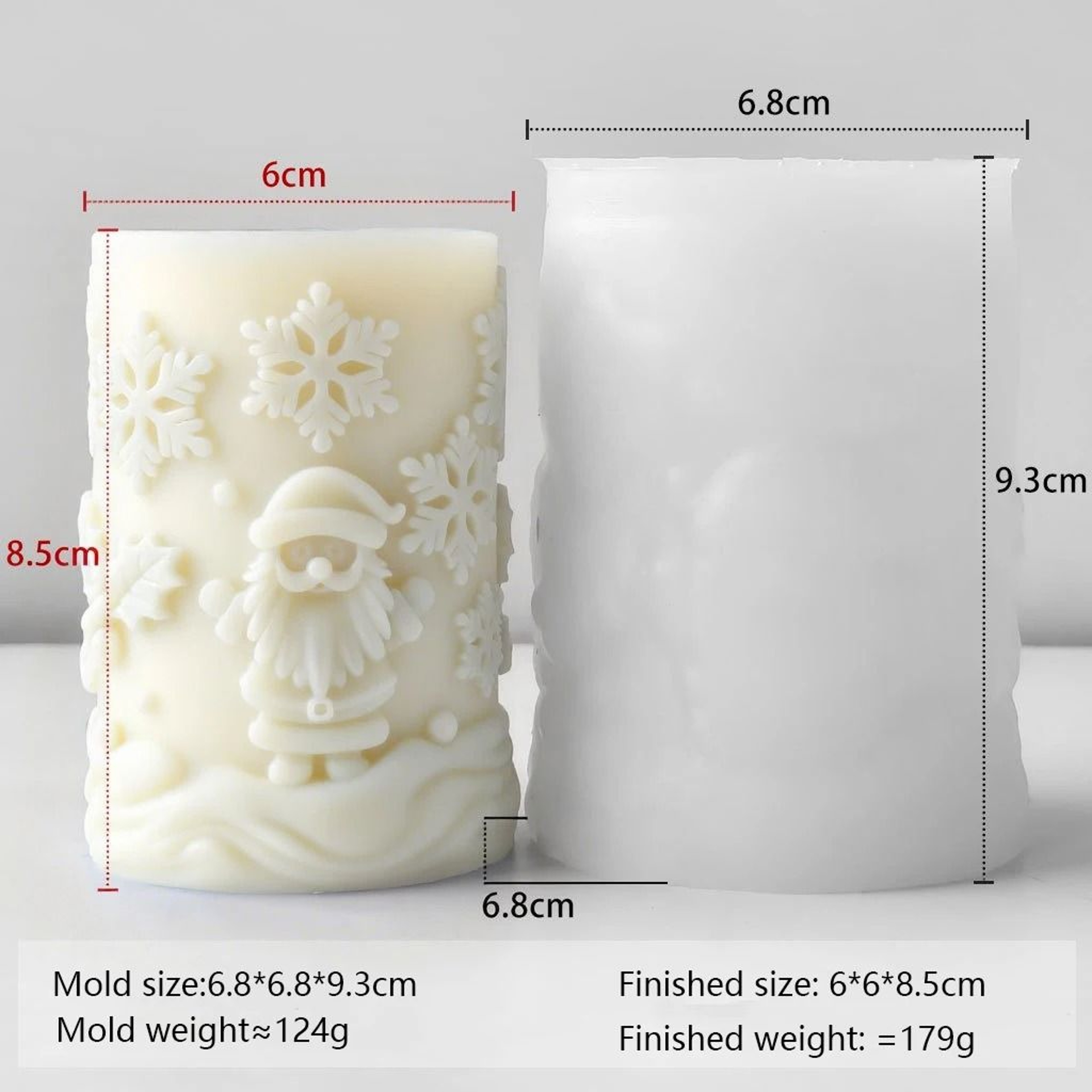Christmas Snowflake Cylinder Candle Silicone Mold For DIY Wax Resin Decor 8