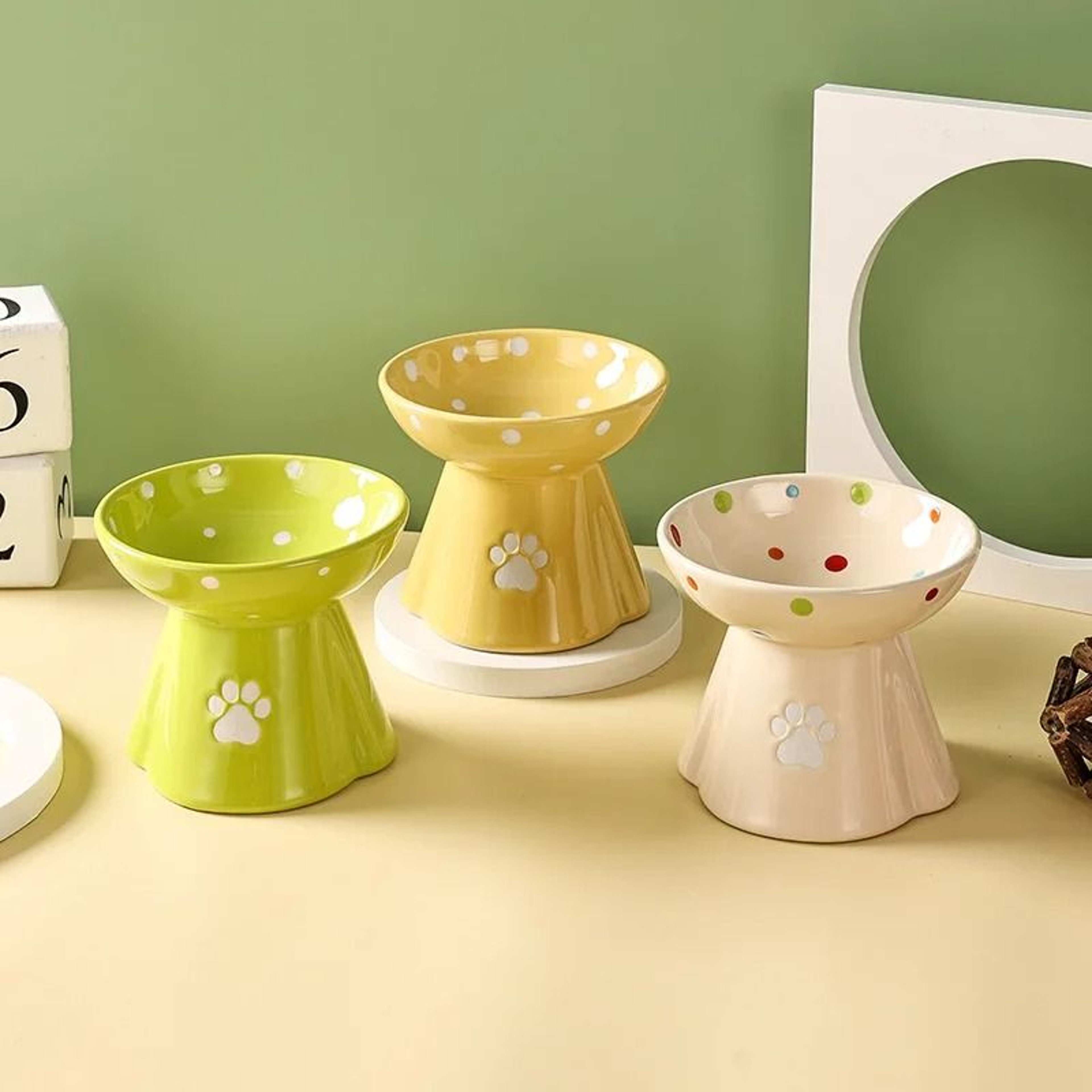Ceramic Elevated Pet Bowl Tall Design For Cats And Dogs 2