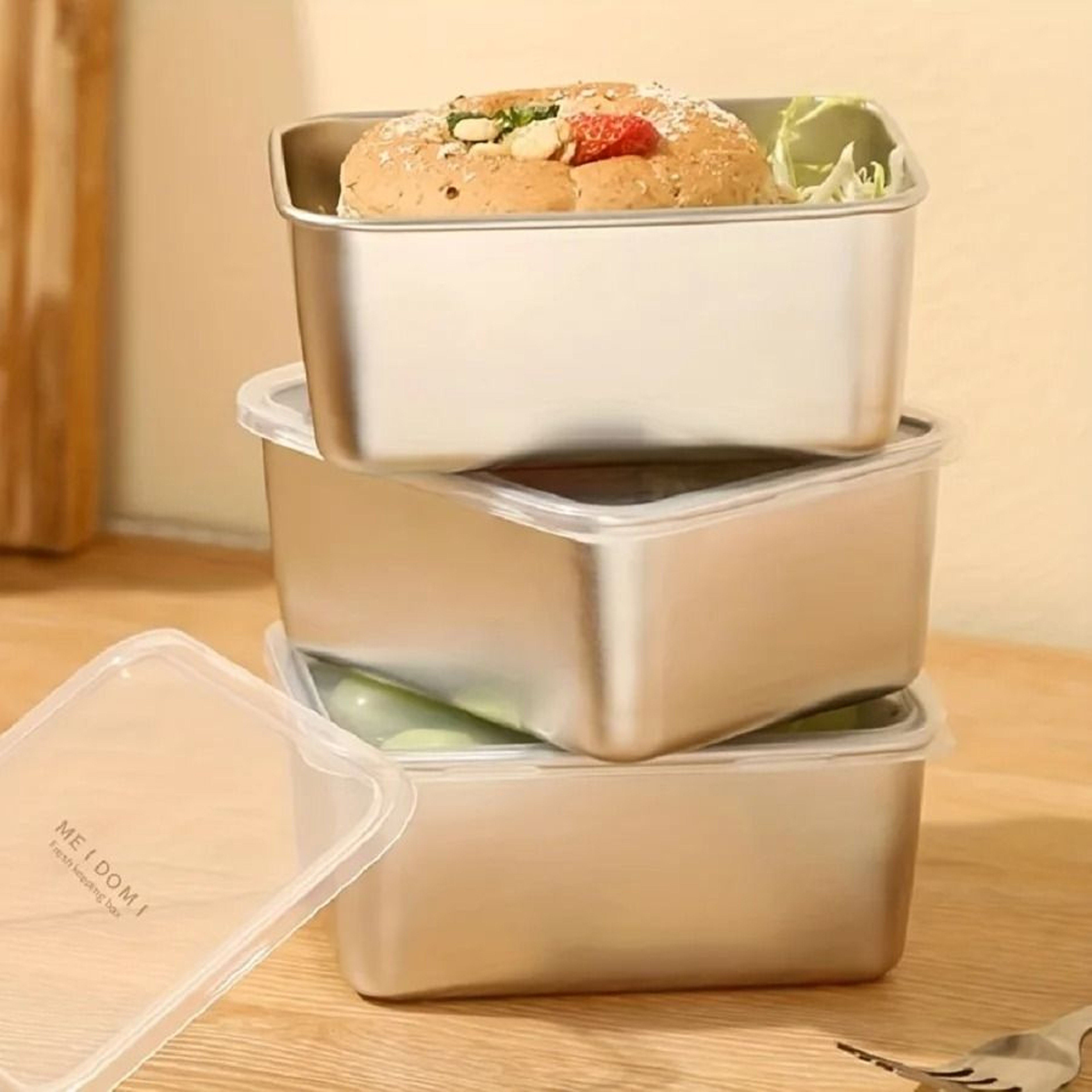 Stainless Steel Fresh Keeping Box With Sealed Lid Thickened Small Lunch Box Camping Food Storage Bo 6