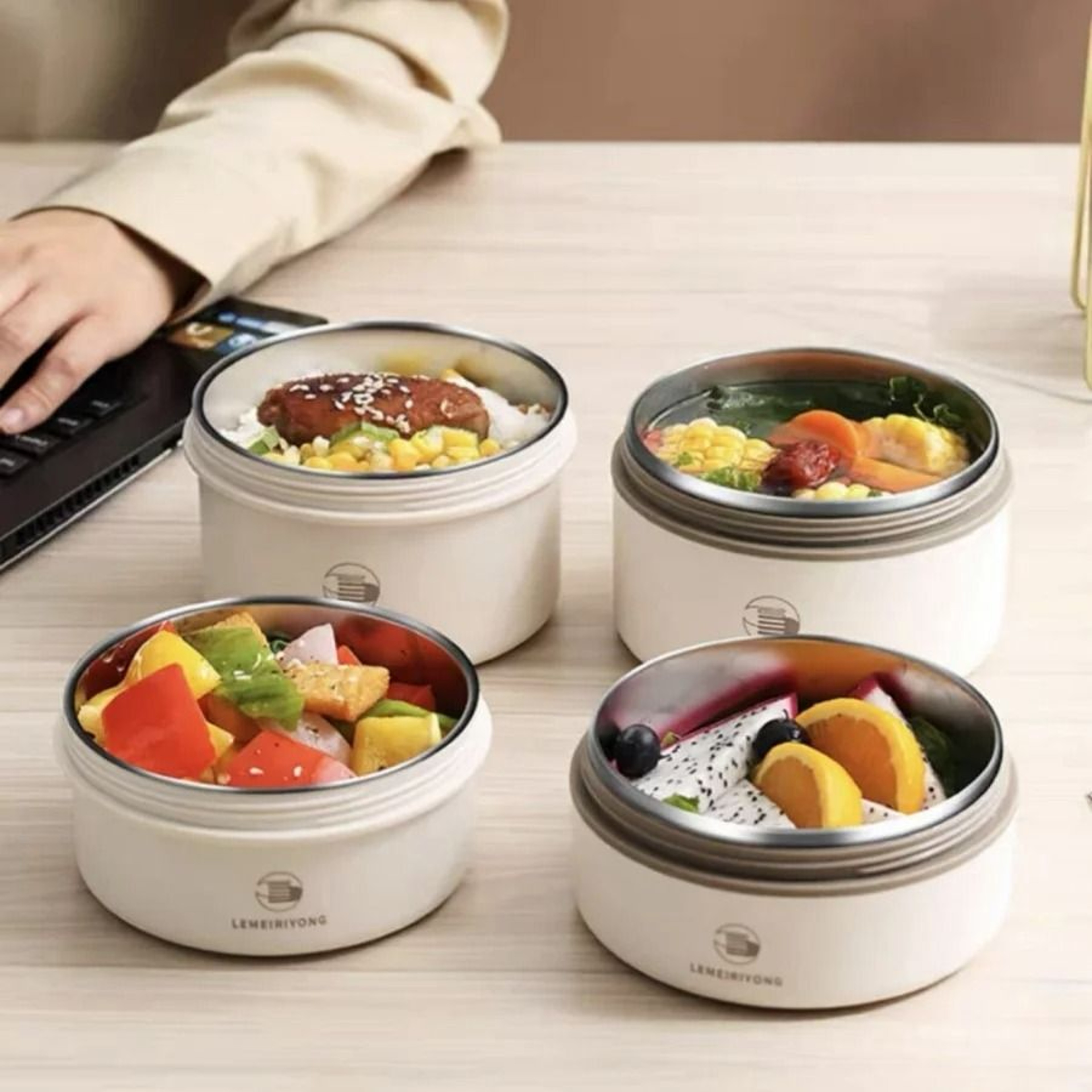 Portable Insulated Stackable Stainless Steel Lunch Container Set 3