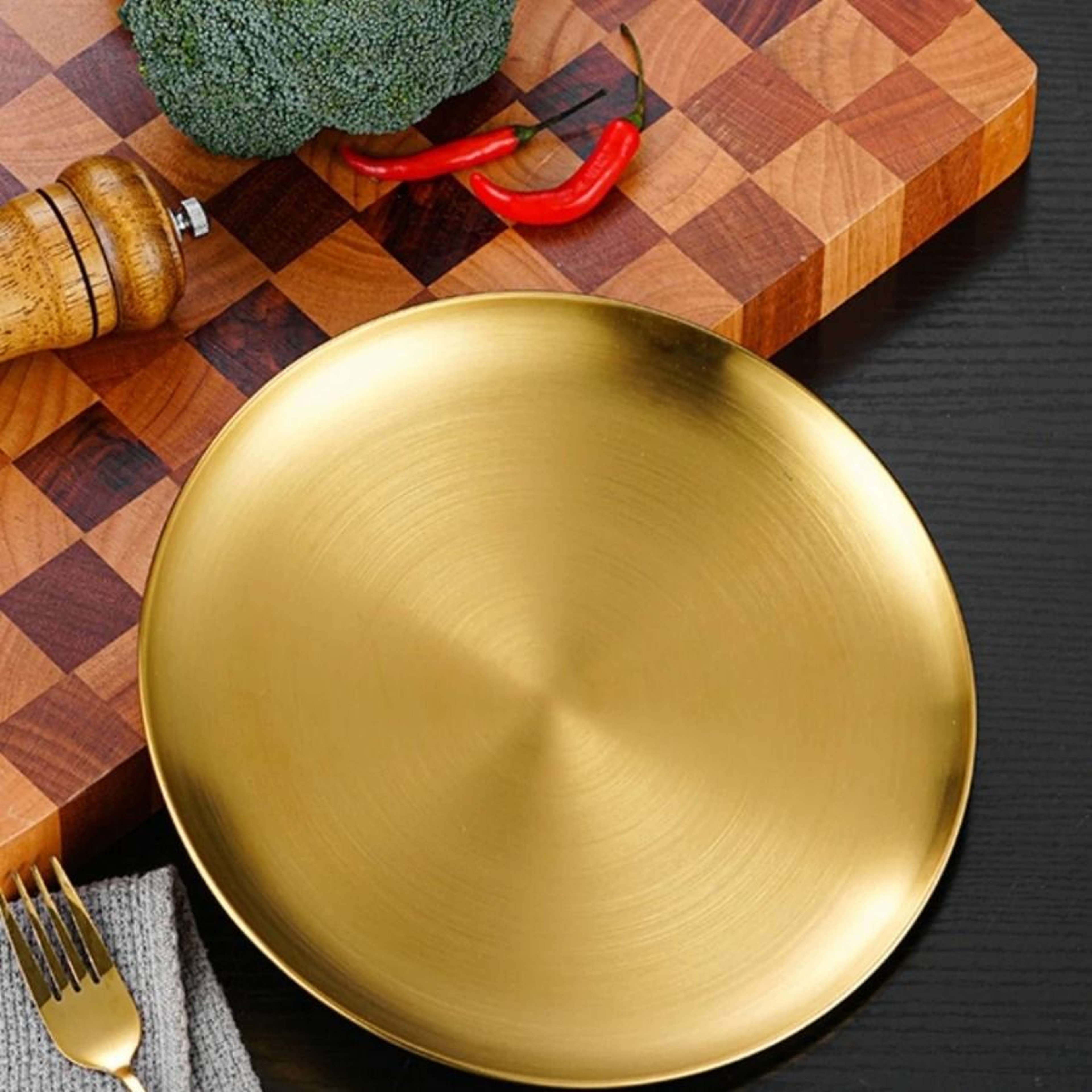 Stainless Steel Circular Barbecue Plate Dining Tray Steak Plate 7