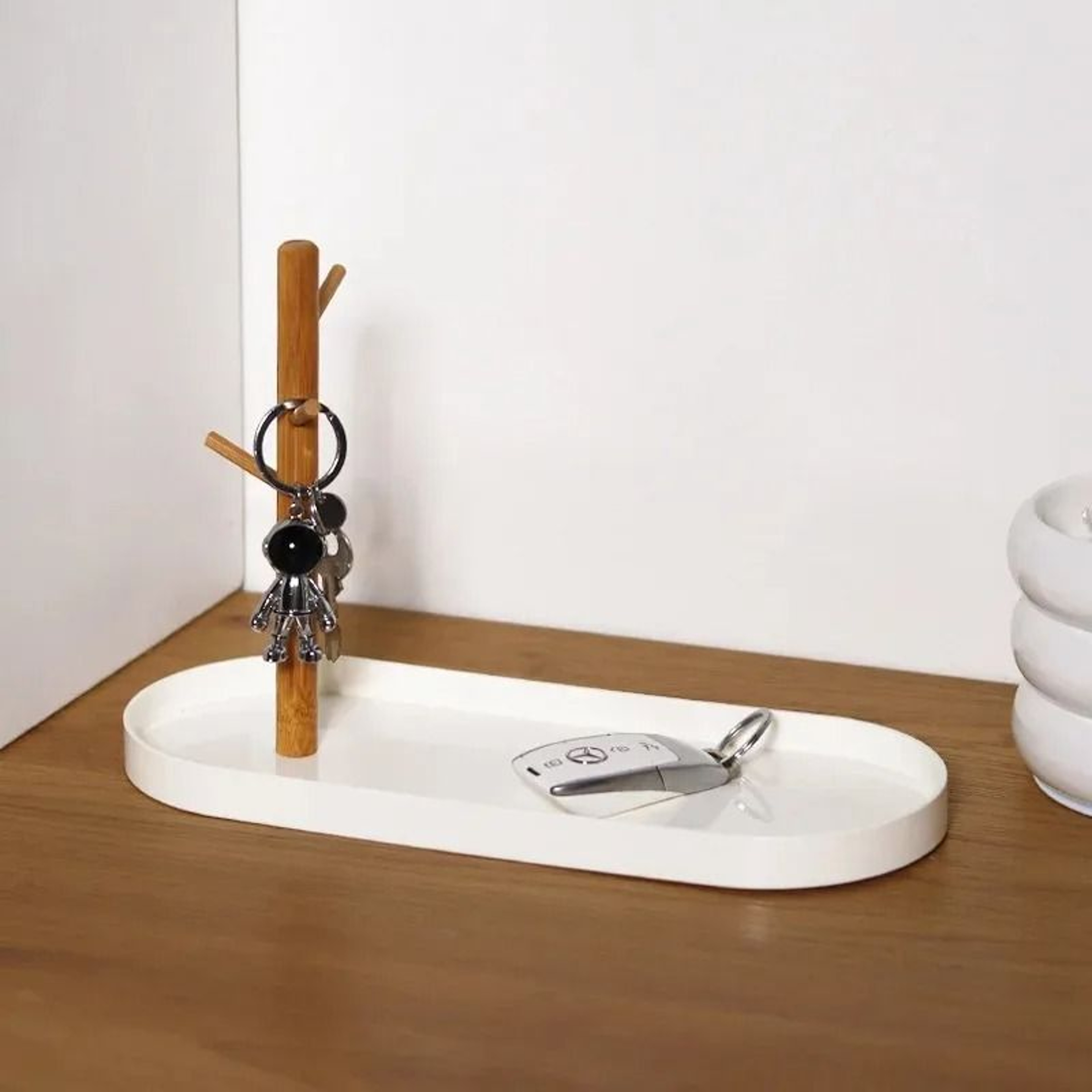 Bamboo Tree Branch Storage Tray Key Hanger Jewelry Display For Living Room 2