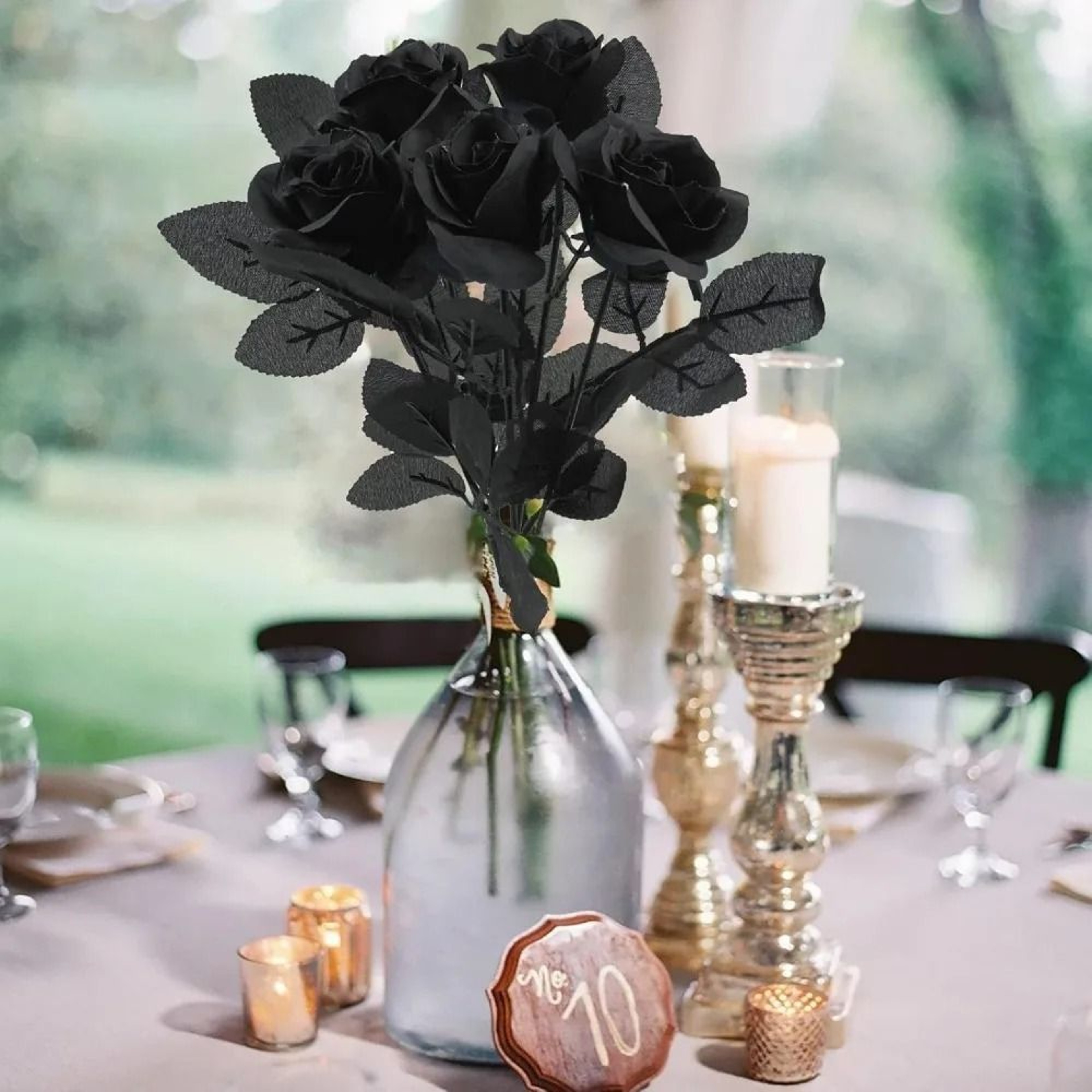 48 Cm Rose Black Silk Bouquet Peony Artificial Flower 1