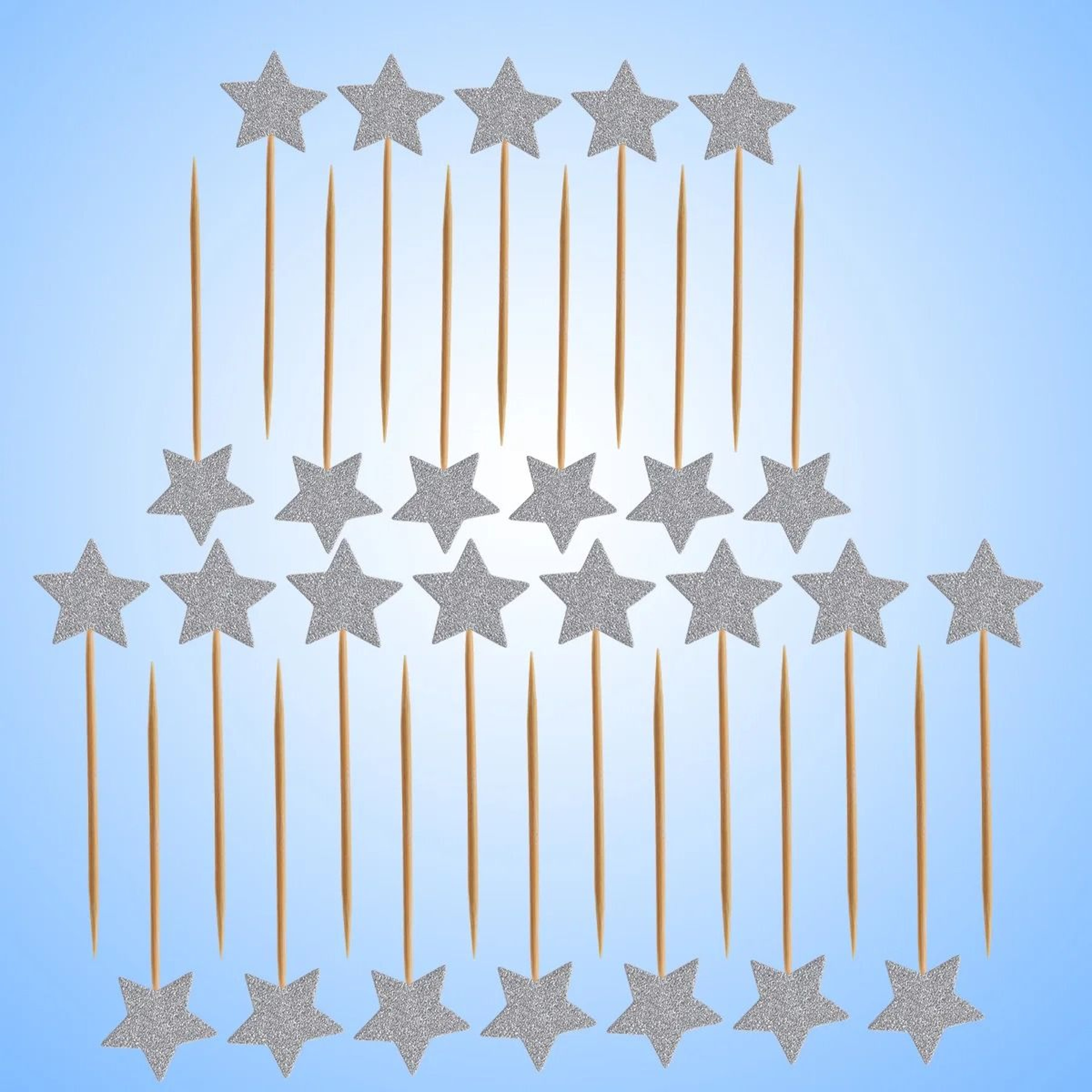 Star Glitter Cake Insert Topper Kit 50 Pieces Gold  Silver 1