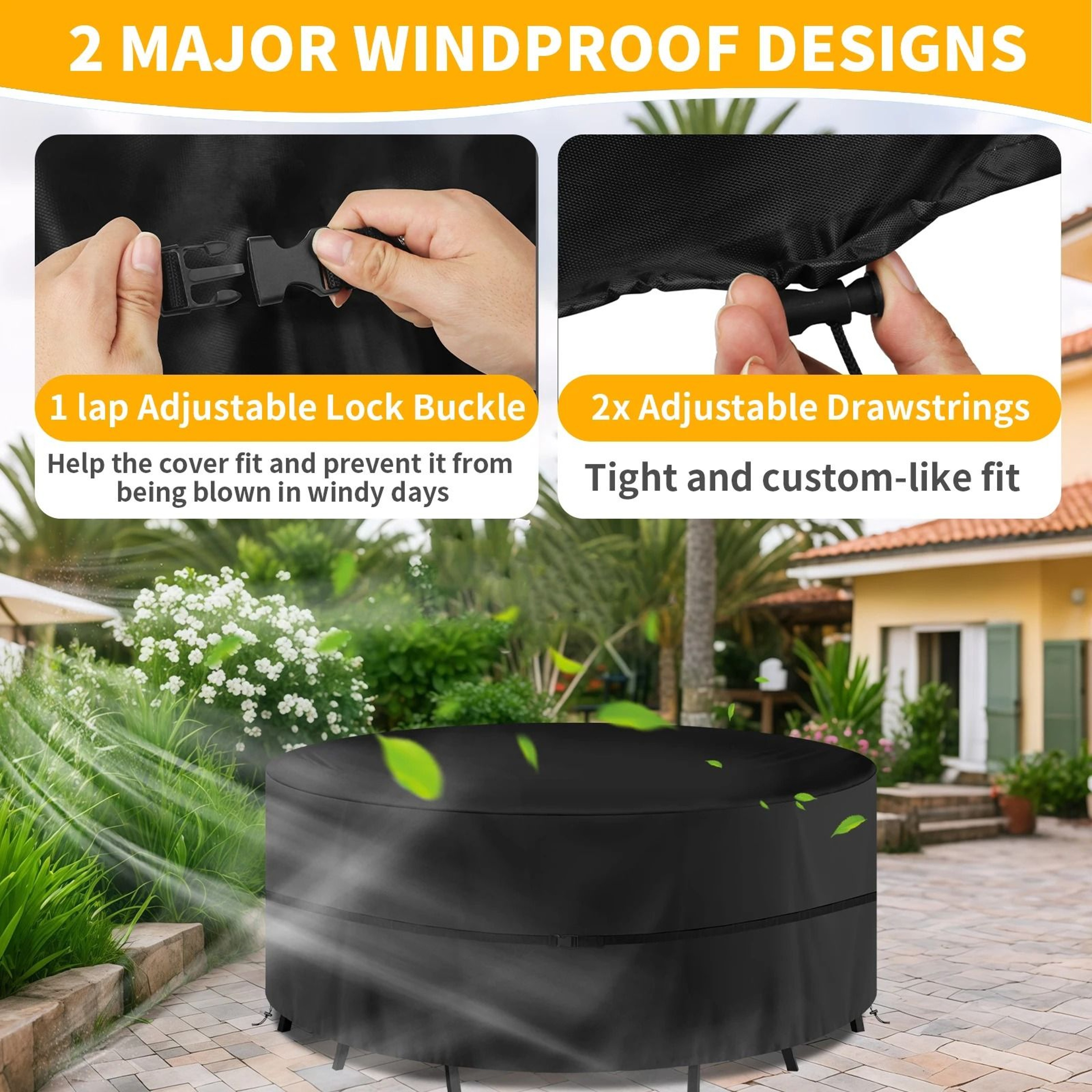 Round Waterproof Oxford Cloth Garden Furniture Cover For Outdoor Patio Table And Chairs 1