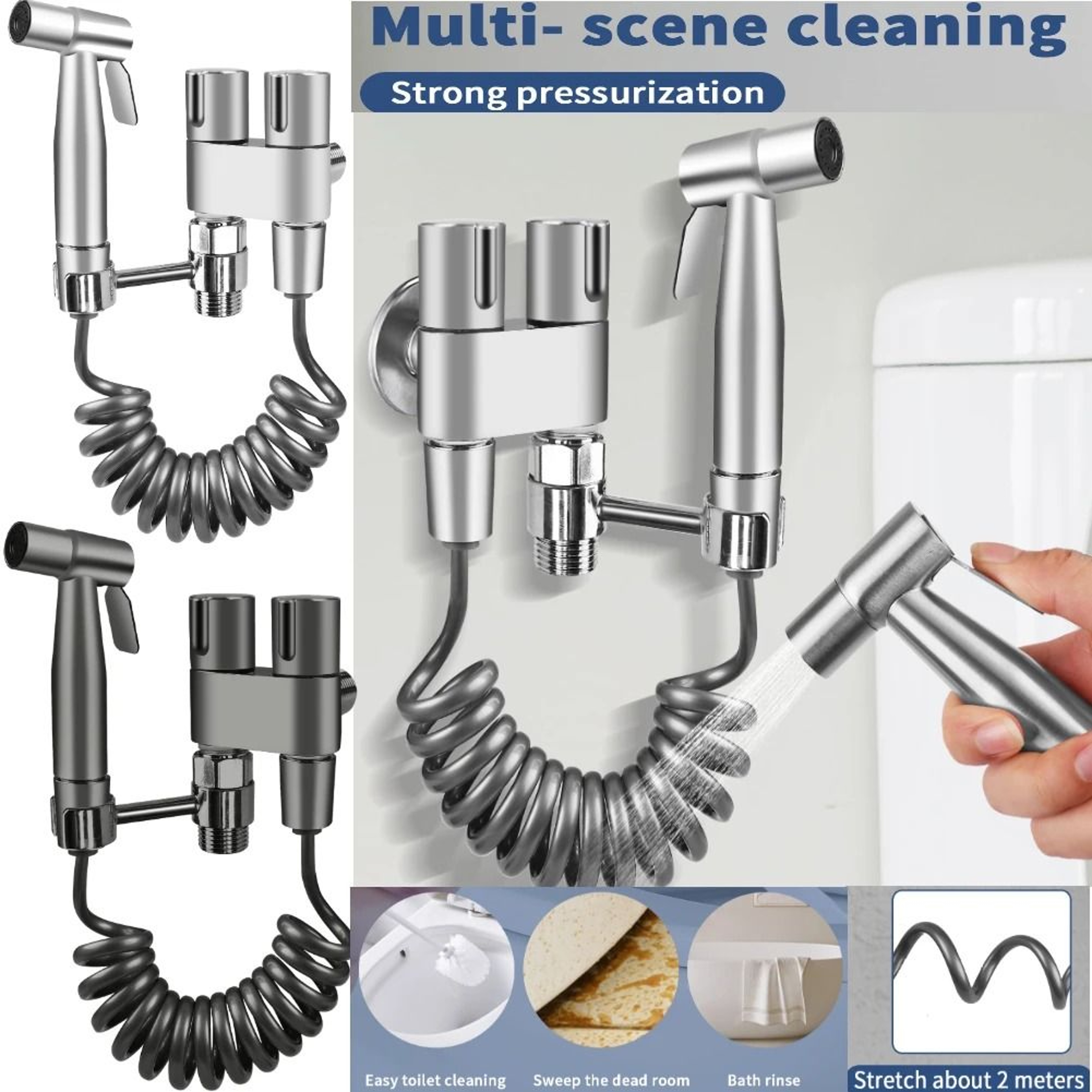 Handheld Stainless Steel Bidet Sprayer Set For Bathroom Shower And Personal Hygiene 0