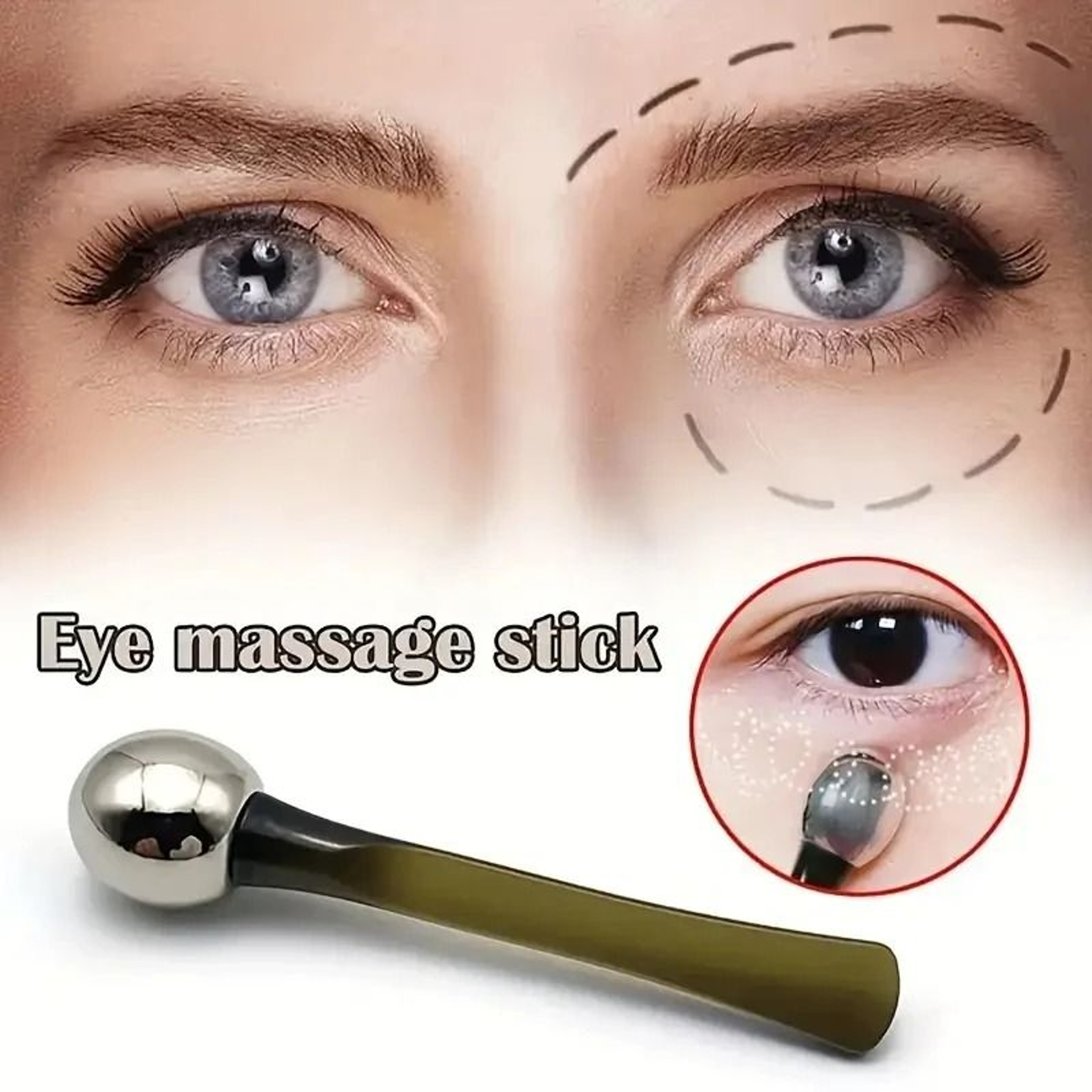 Eye Roller Massage Stick Face Cream Applicator Cosmetic Spatula Gold Alloy Skin Care Tool 1