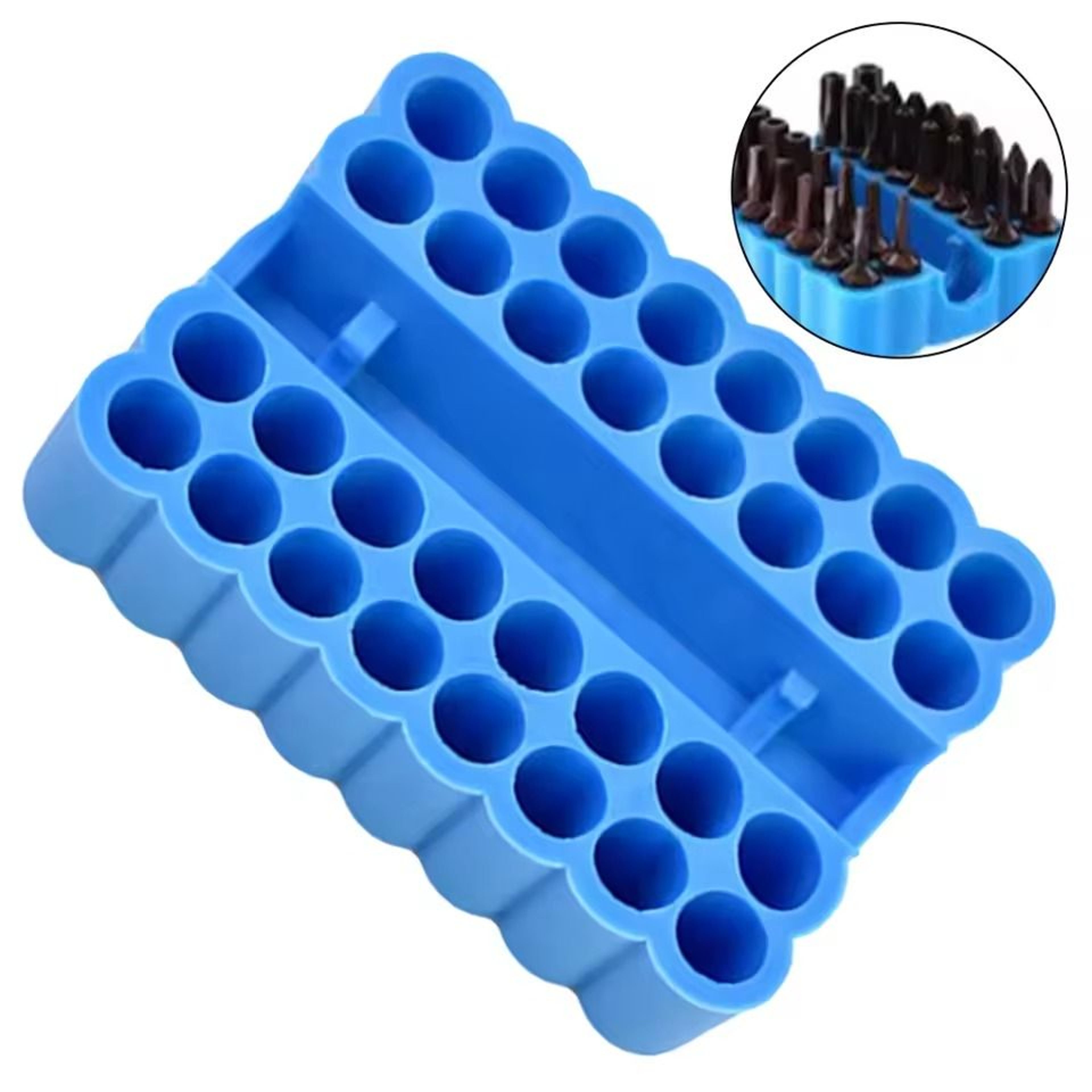 2pcs 32 Hole Hex Shank Bit Holder Organizer Storage Box For 635mm Shank Bits 0