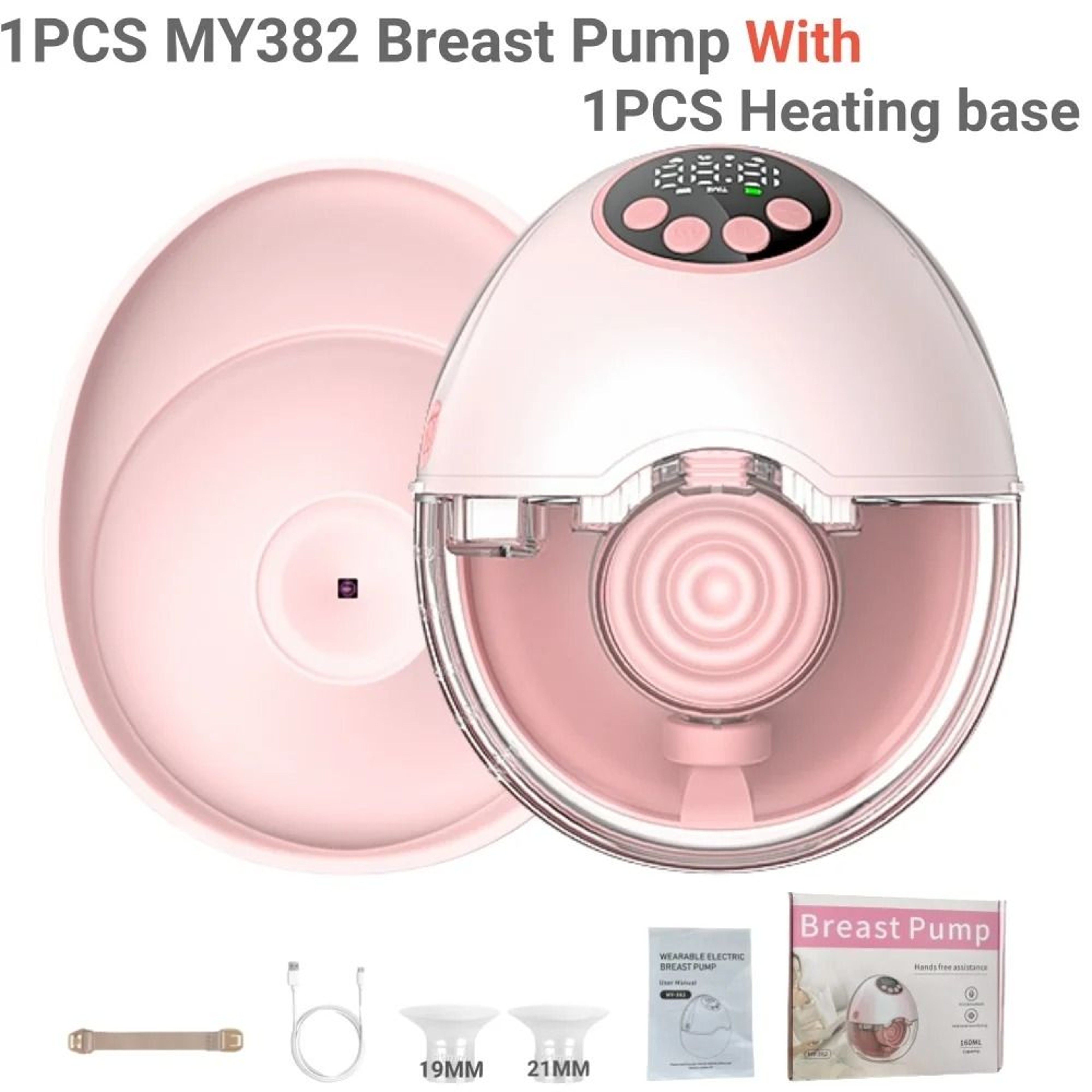 Wireless Hands Free Breast Pump BPA Free With Heating UV Sterilize Lid Wearable Breastfeeding Pump 10