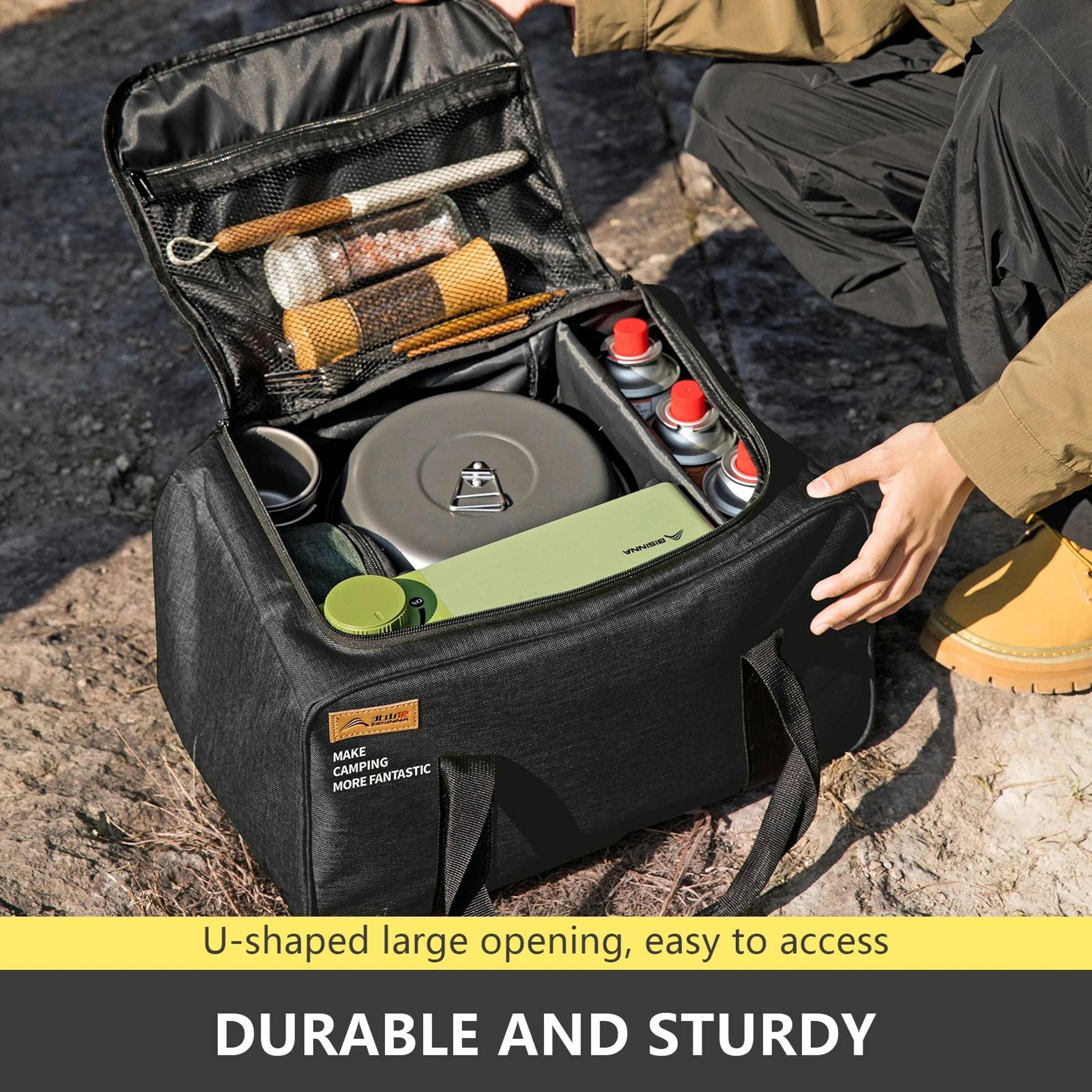 BISINNA Outdoor Camping Bag 26L Folding Gas Tank Storage Bag Picnic Cookware Organizer 5