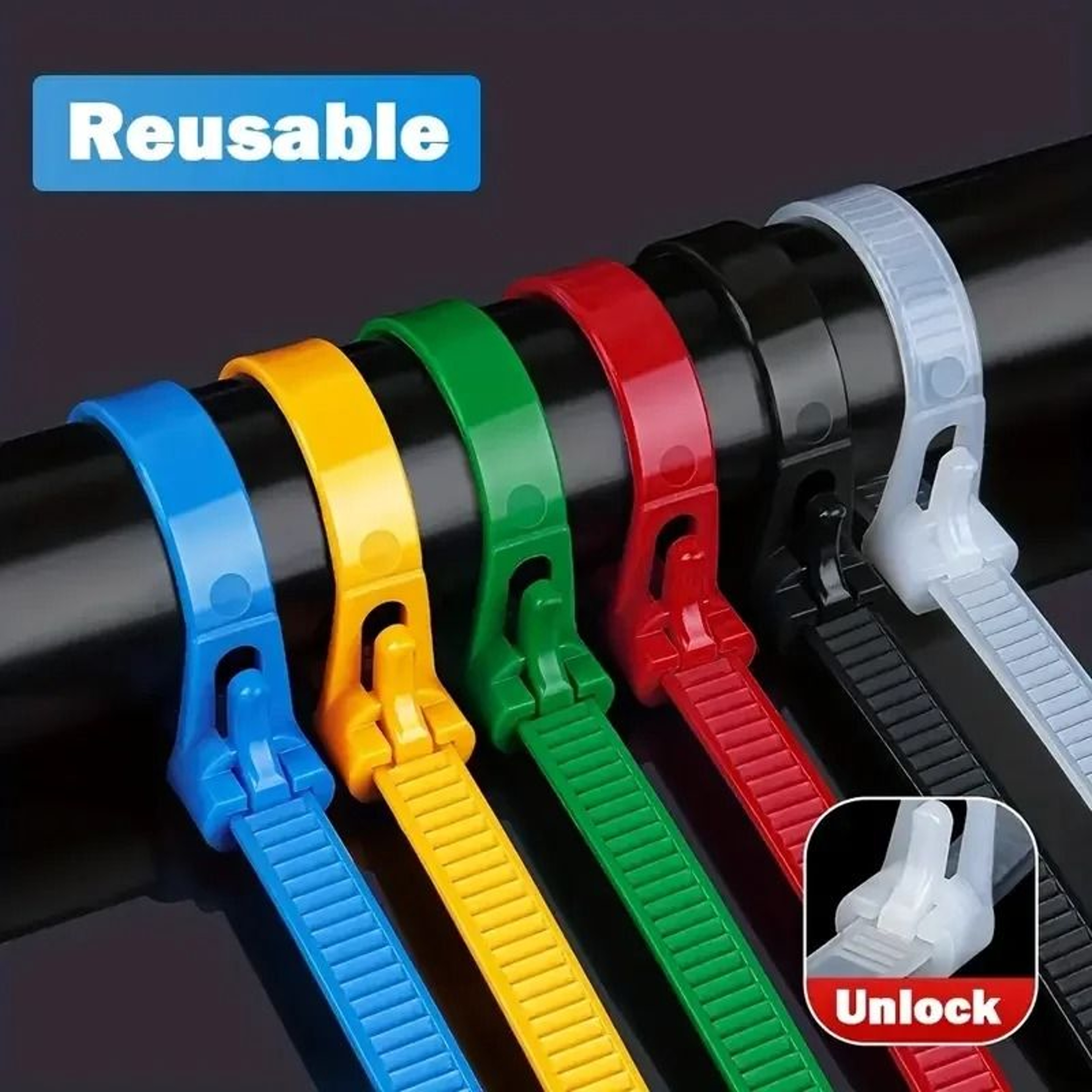 Reusable Nylon Cable Ties Mixed Color Set For Home And Office Organization 0