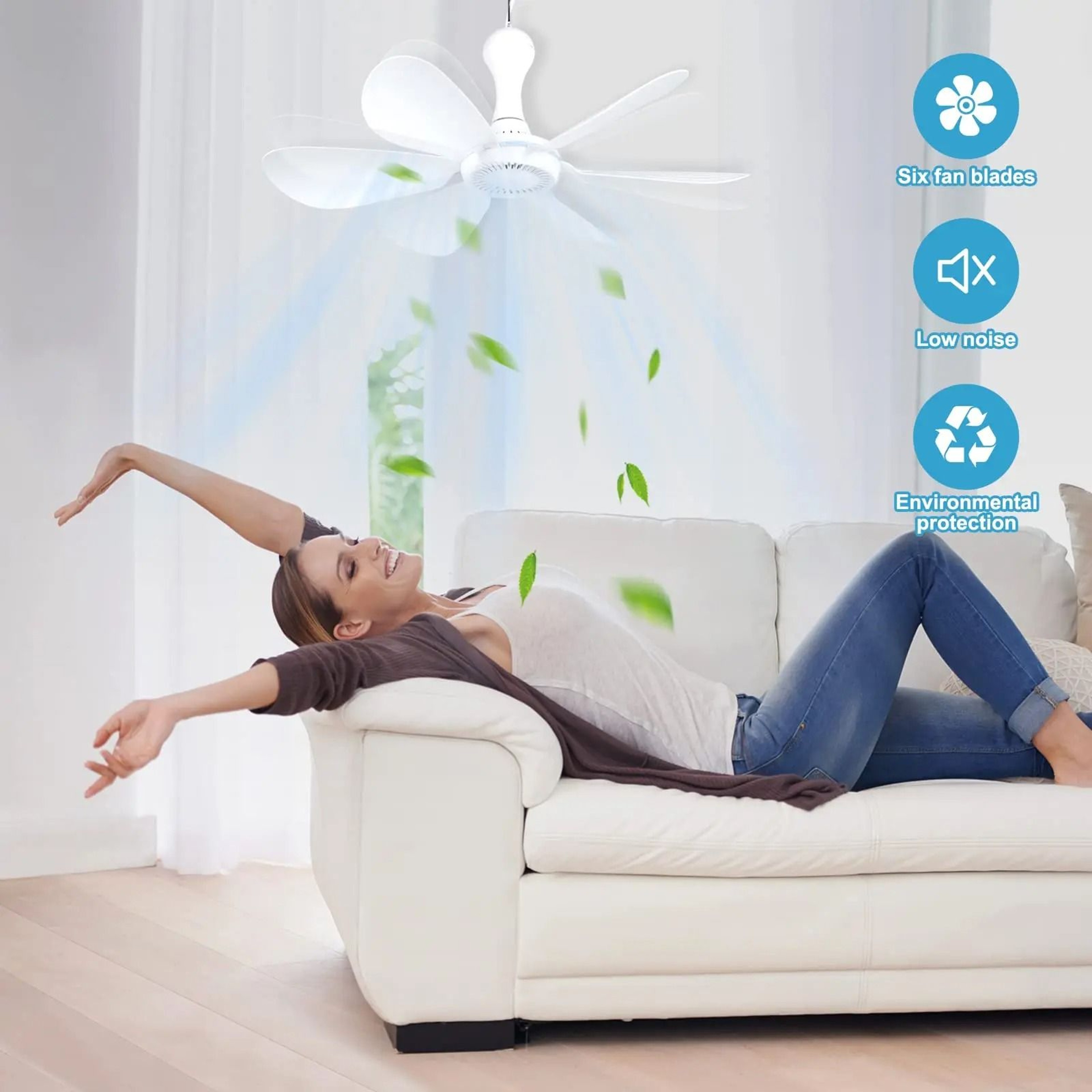 USB Powered Silent 6 Blade Ceiling Canopy Fan With Remote Control 5