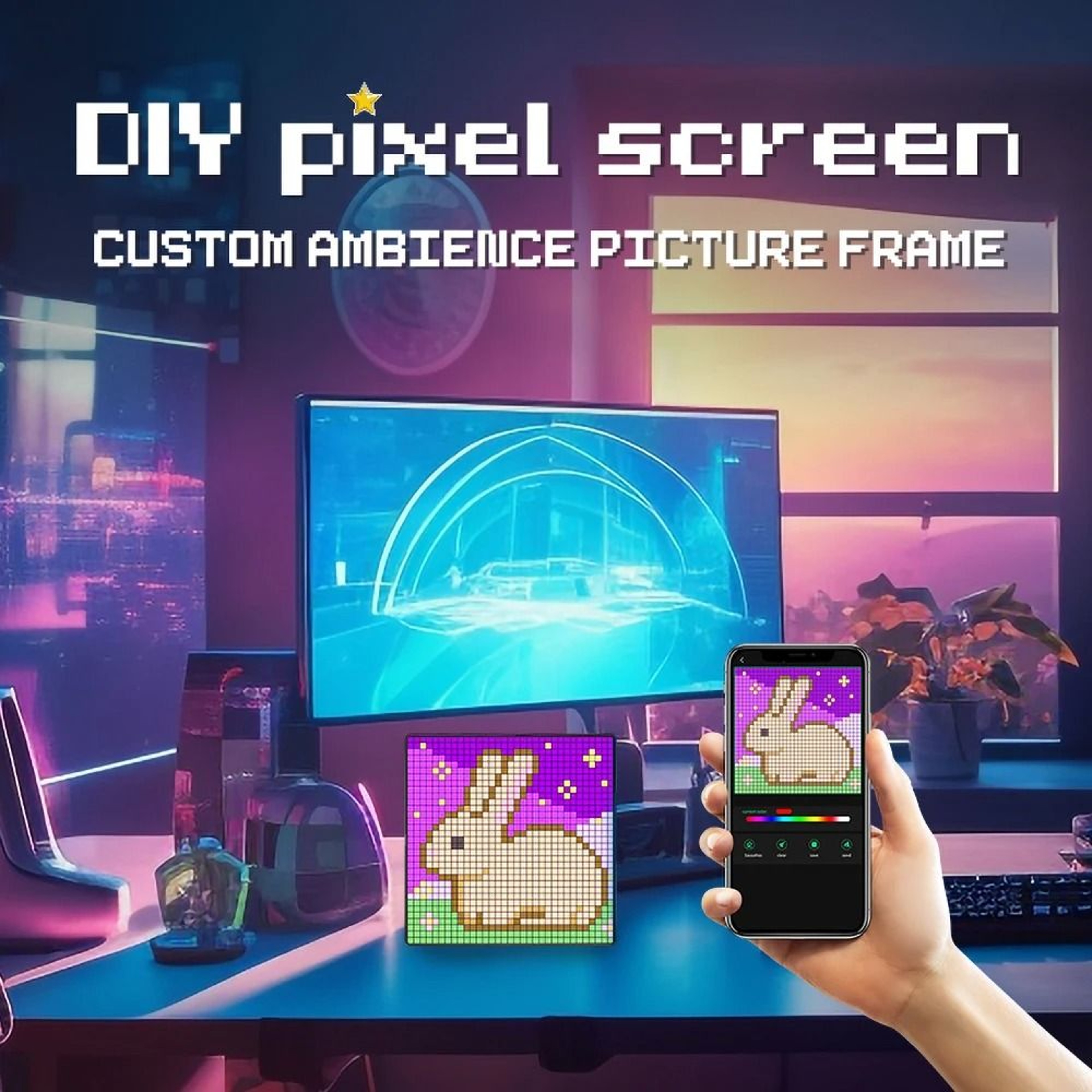DIY LED Pixel Display RGB Panel Lamp Programmable Pixel Art Digital Screen 2