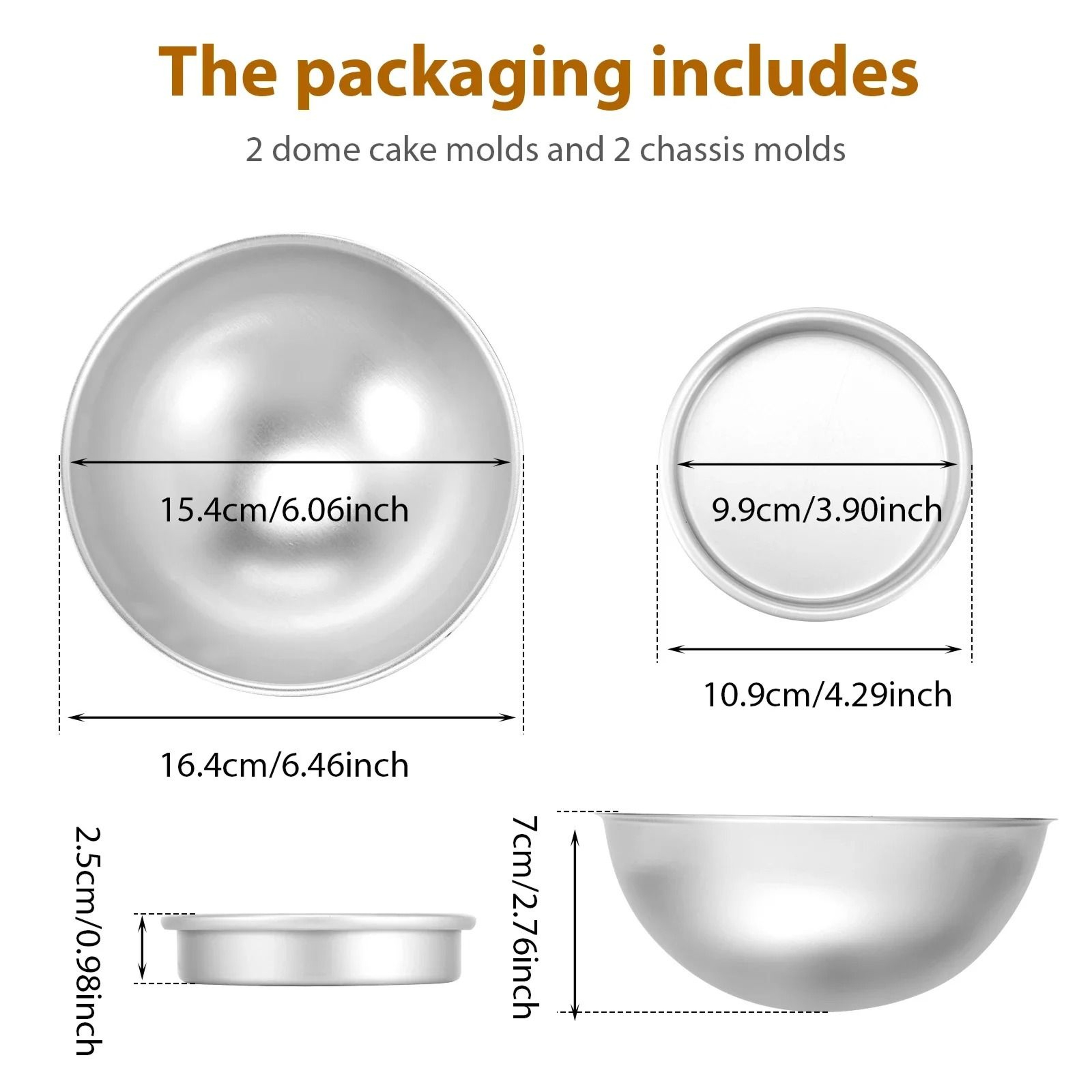 Half Ball Cake Pan Mold Aluminum Alloy Hemisphere Baking Pan Set 2 Piece 4