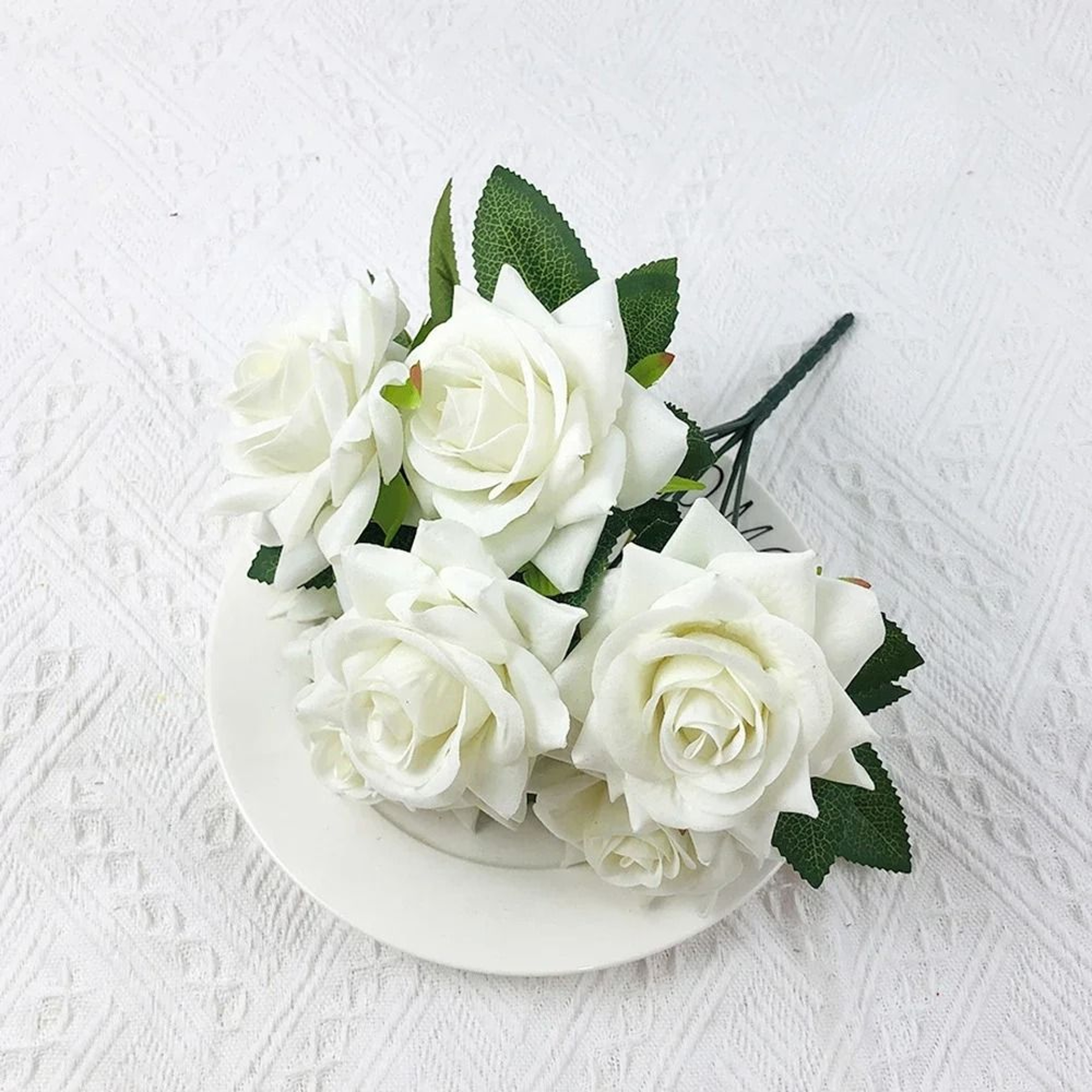 Velvet Artificial Flower Rose Bouquet Red 7 Heads Fake Rose Decorative Floral Home Decor 2