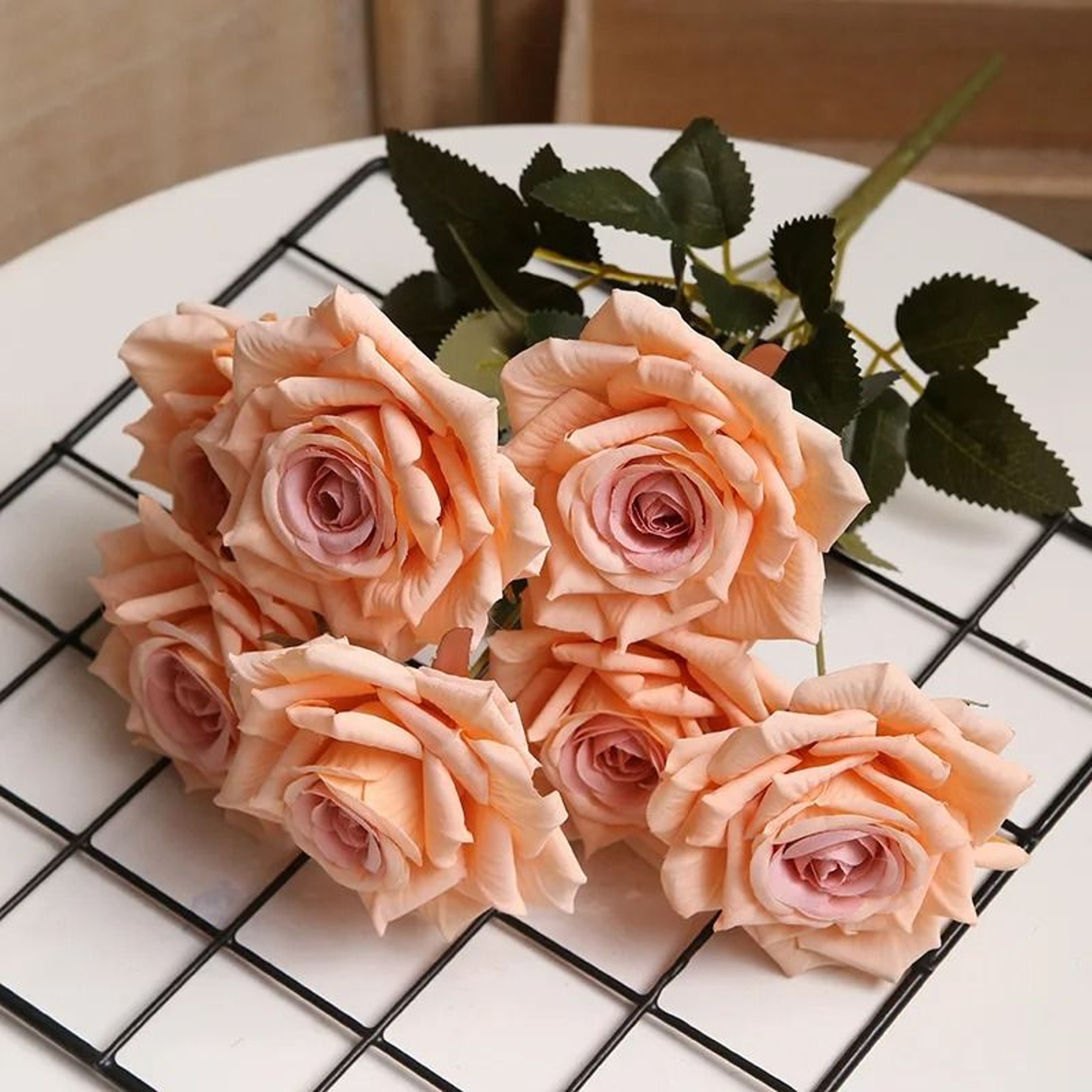 Artificial High End Silk Multi Layer Rose Bouquet Fake Pink Red Flower Decor 9