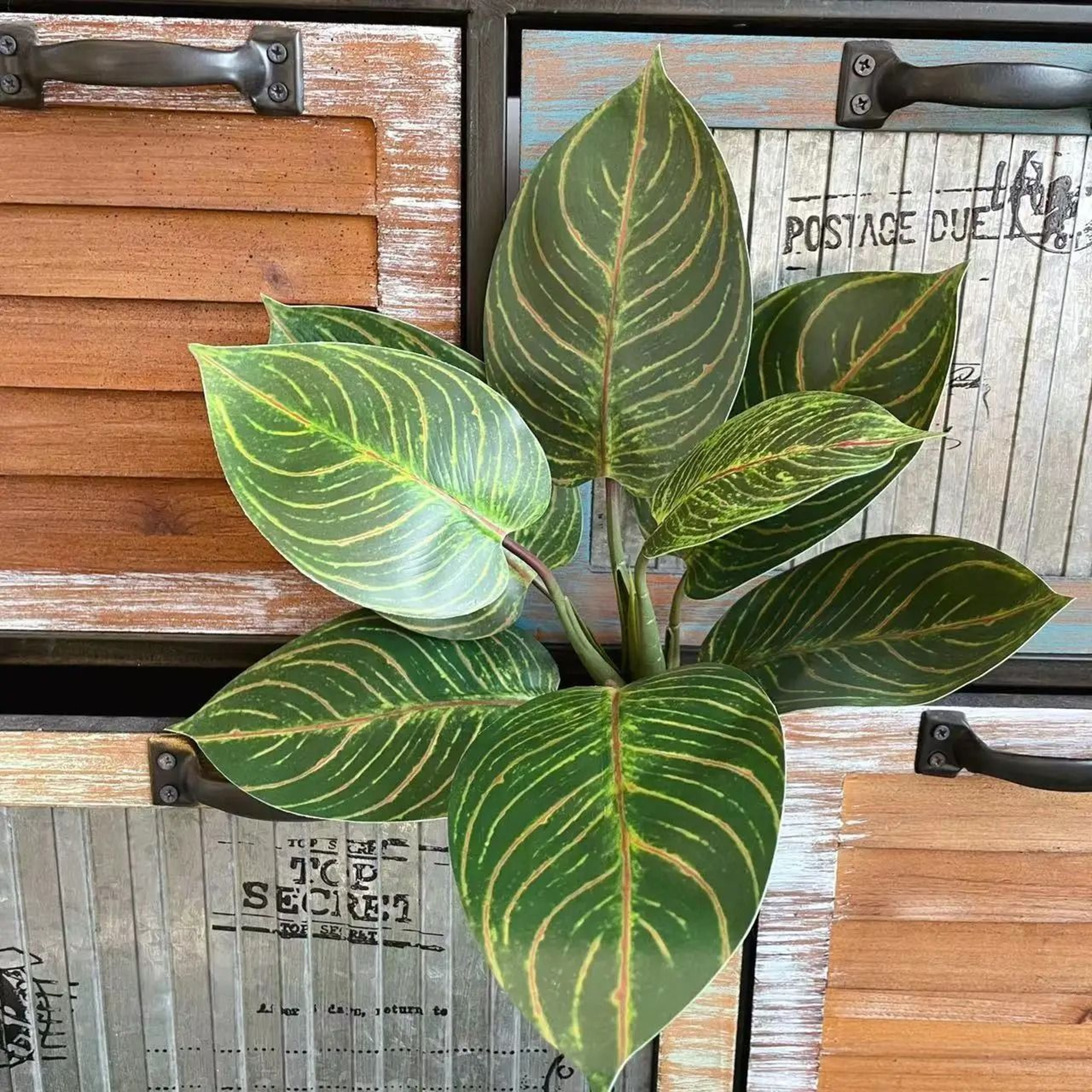 Fake Plants Leaf Apple Evergreen Peacock Leaves Artificial Greenery Home Decor 2