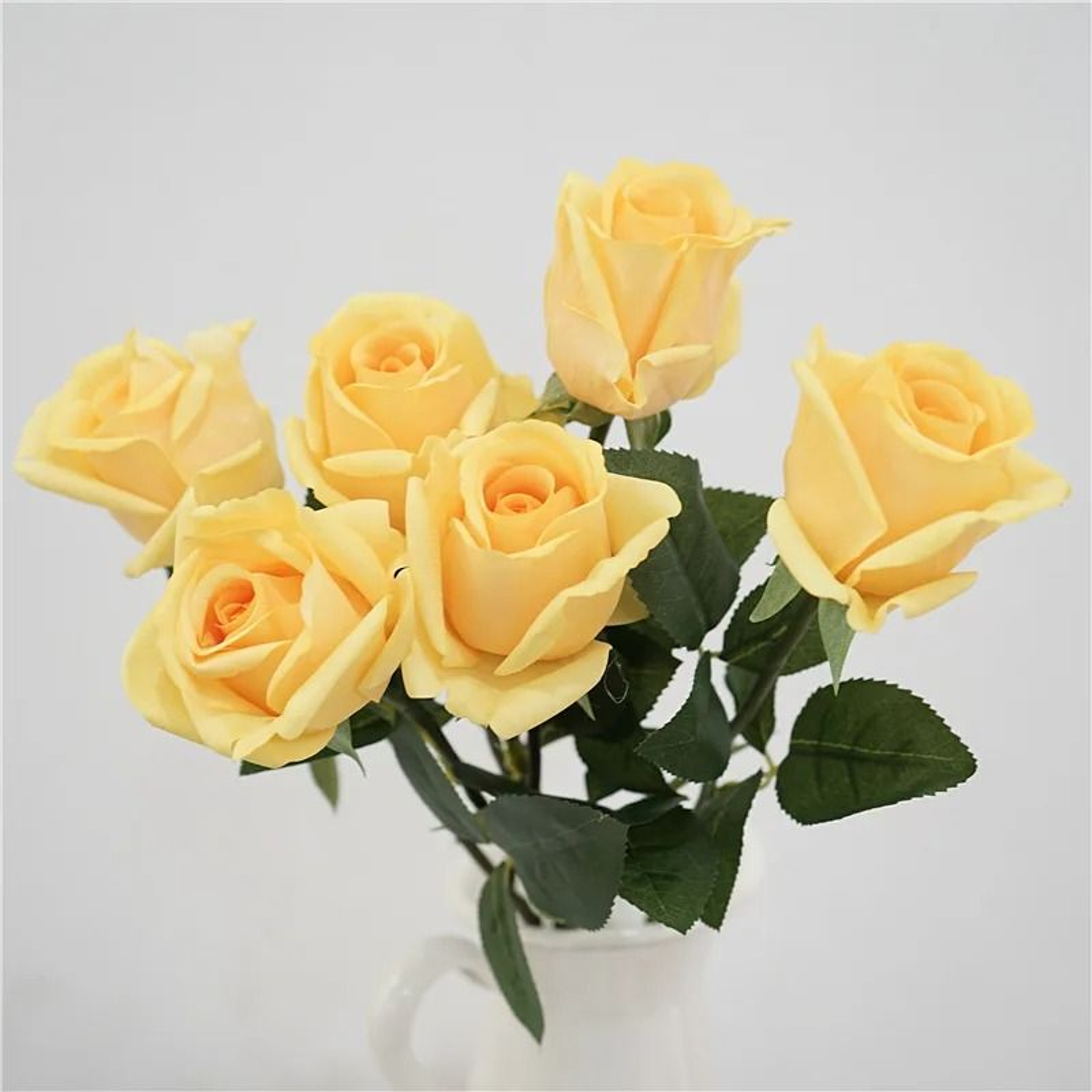 Artificial Latex Ellie Rose Branches Real Touch Fake White Roses 3