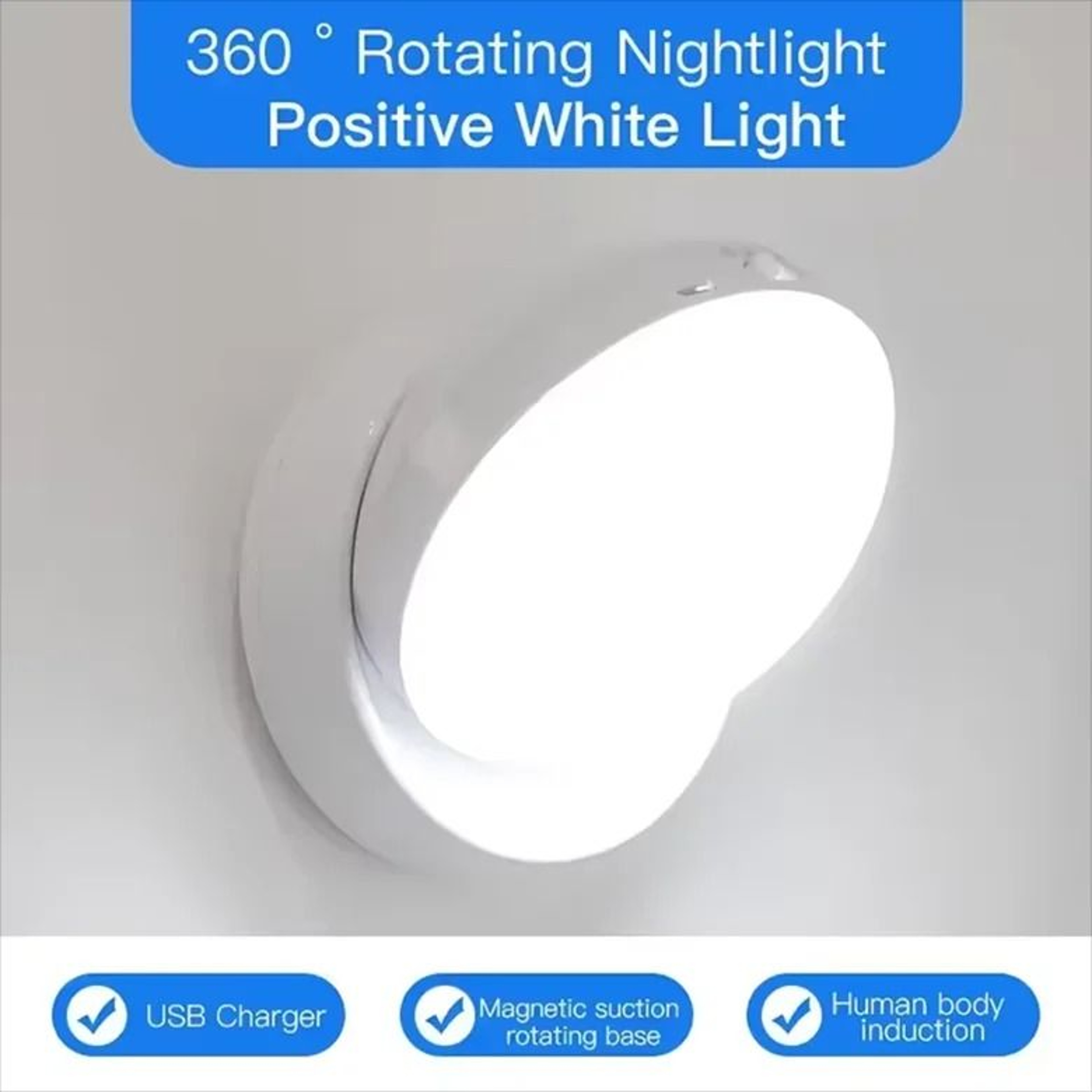 Rechargeable Wireless LED Motion Sensor Night Light 360 Degree Rotating Magnetic Mount 6