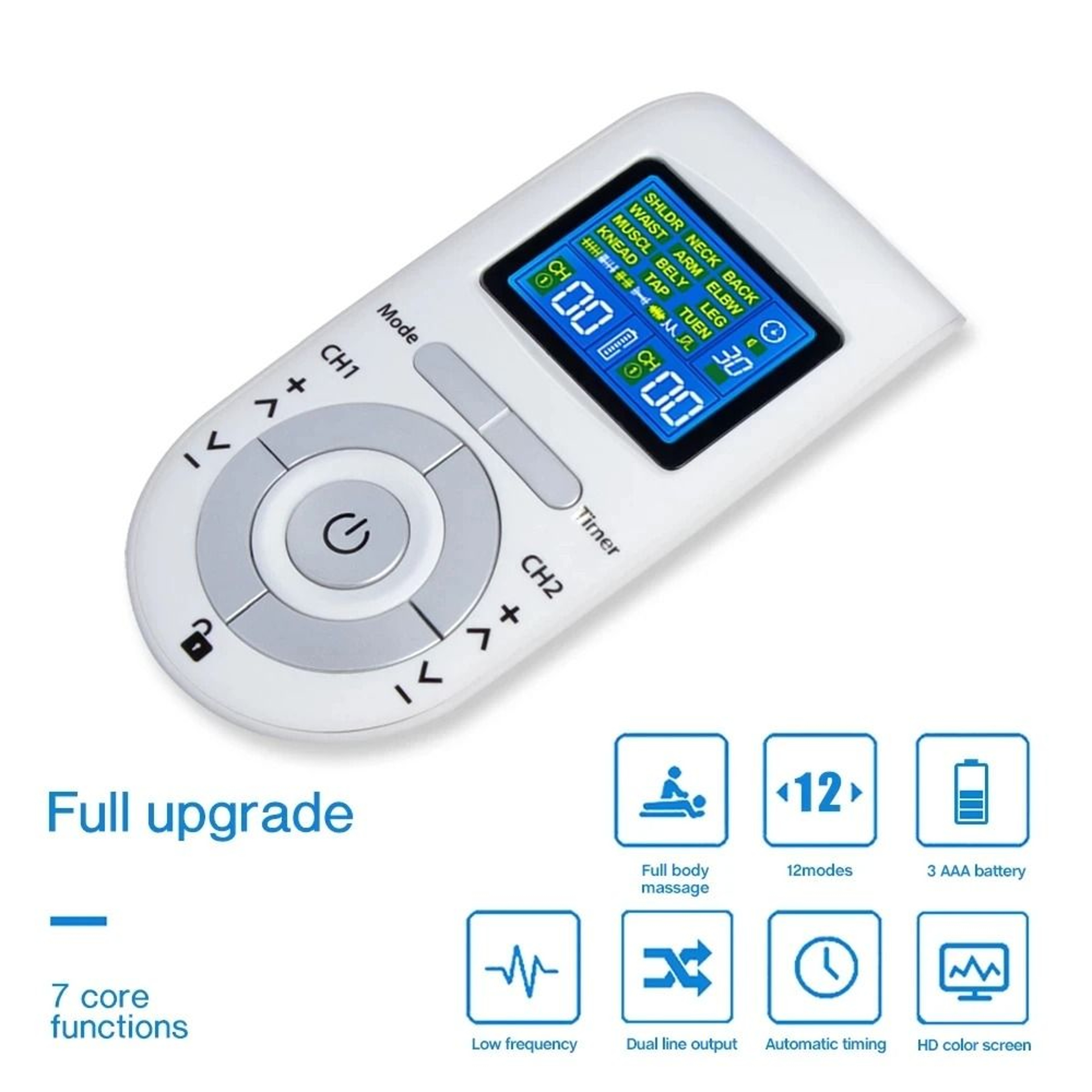 Digital 12 Mode TENS EMS Machine With 4 Electrode Pads Muscle Stimulator 4