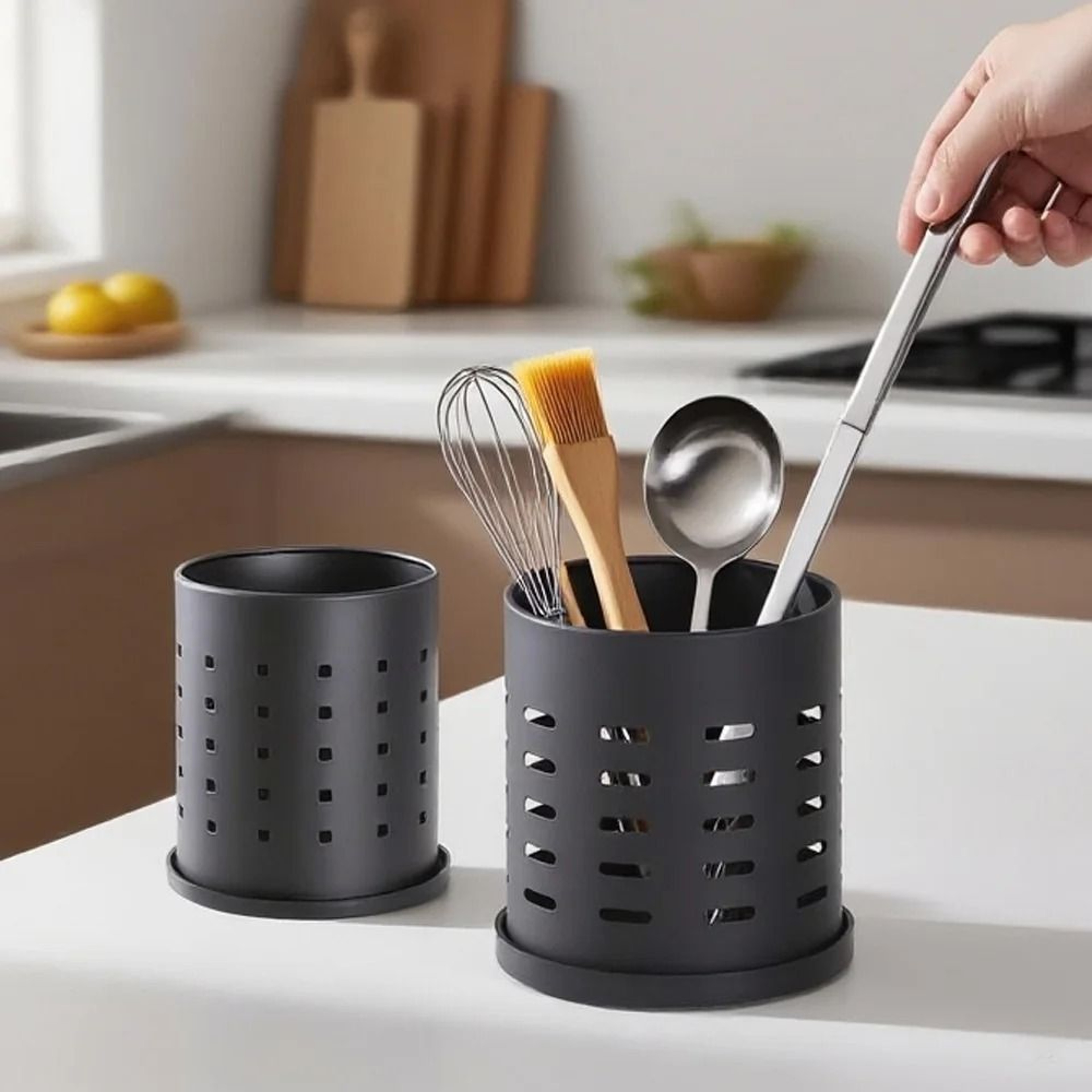 Stainless Steel Silverware Holder Large Capacity Cutlery Organizer With Drain Holes 1