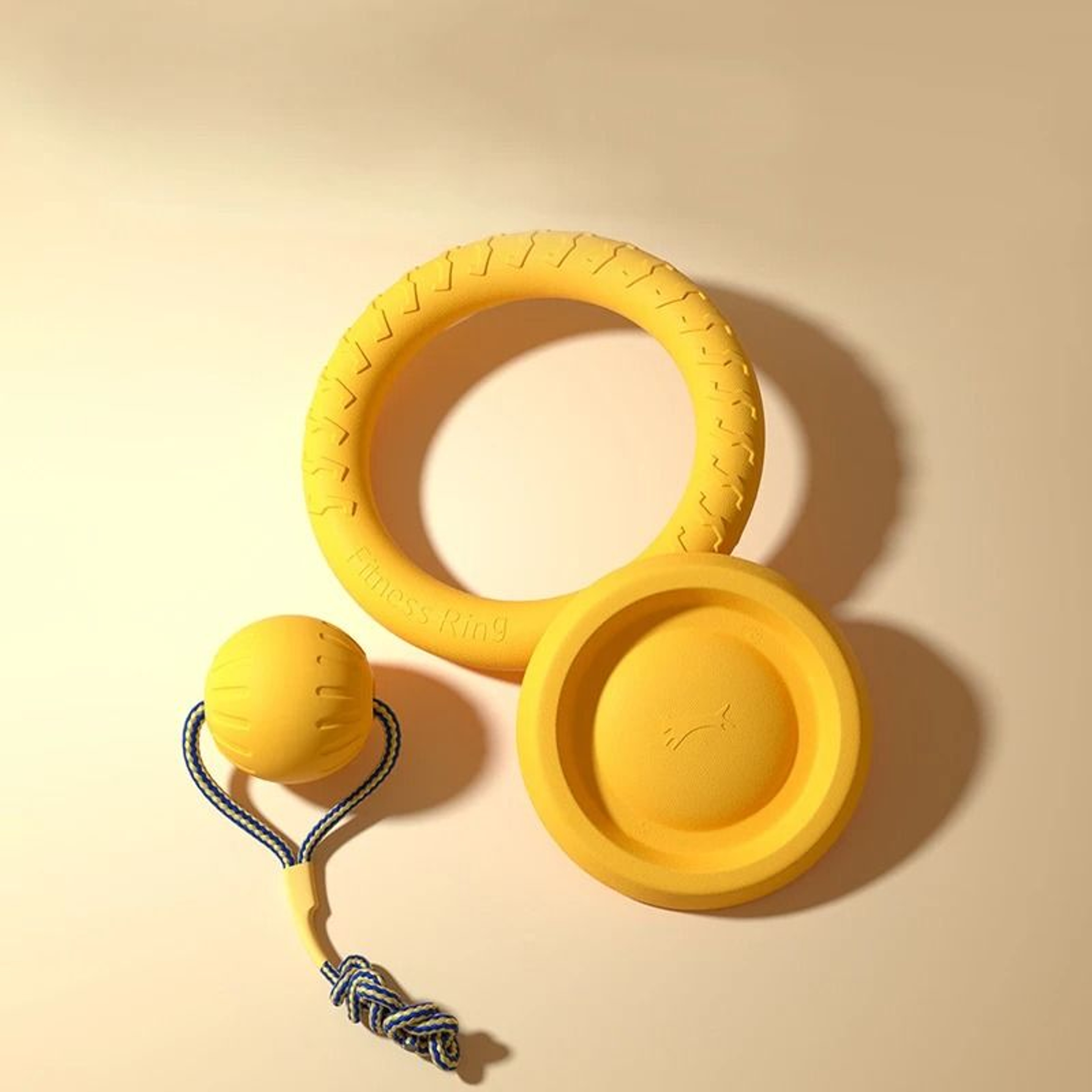 EVA Dog Toy Set 4Pack Flying Disc Ball Tug Rope Chew Proof Teeth Cleaning Set 5