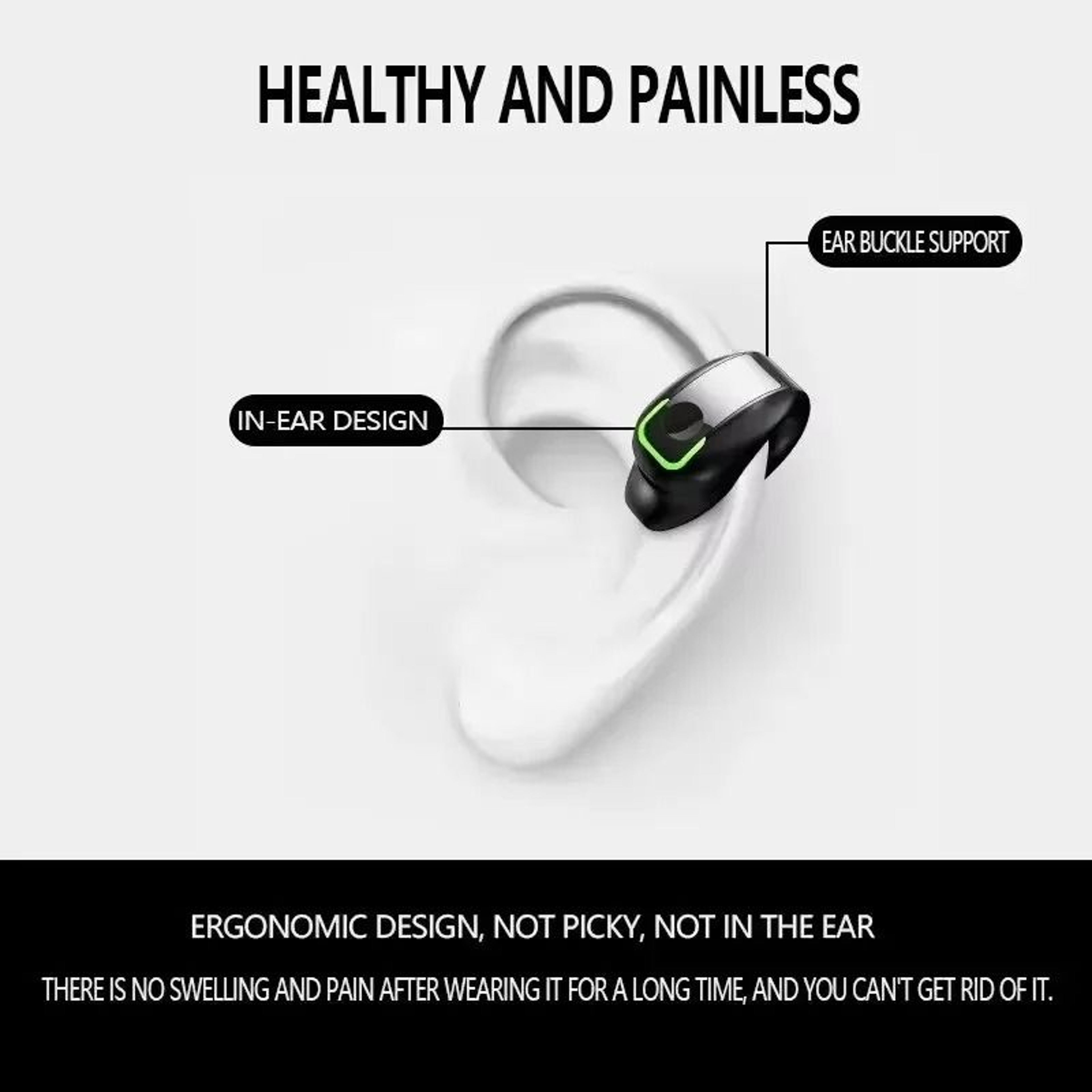 Bluetooth Earphone Clip On Mono Bone Conduction GD28 Wireless Headset 5