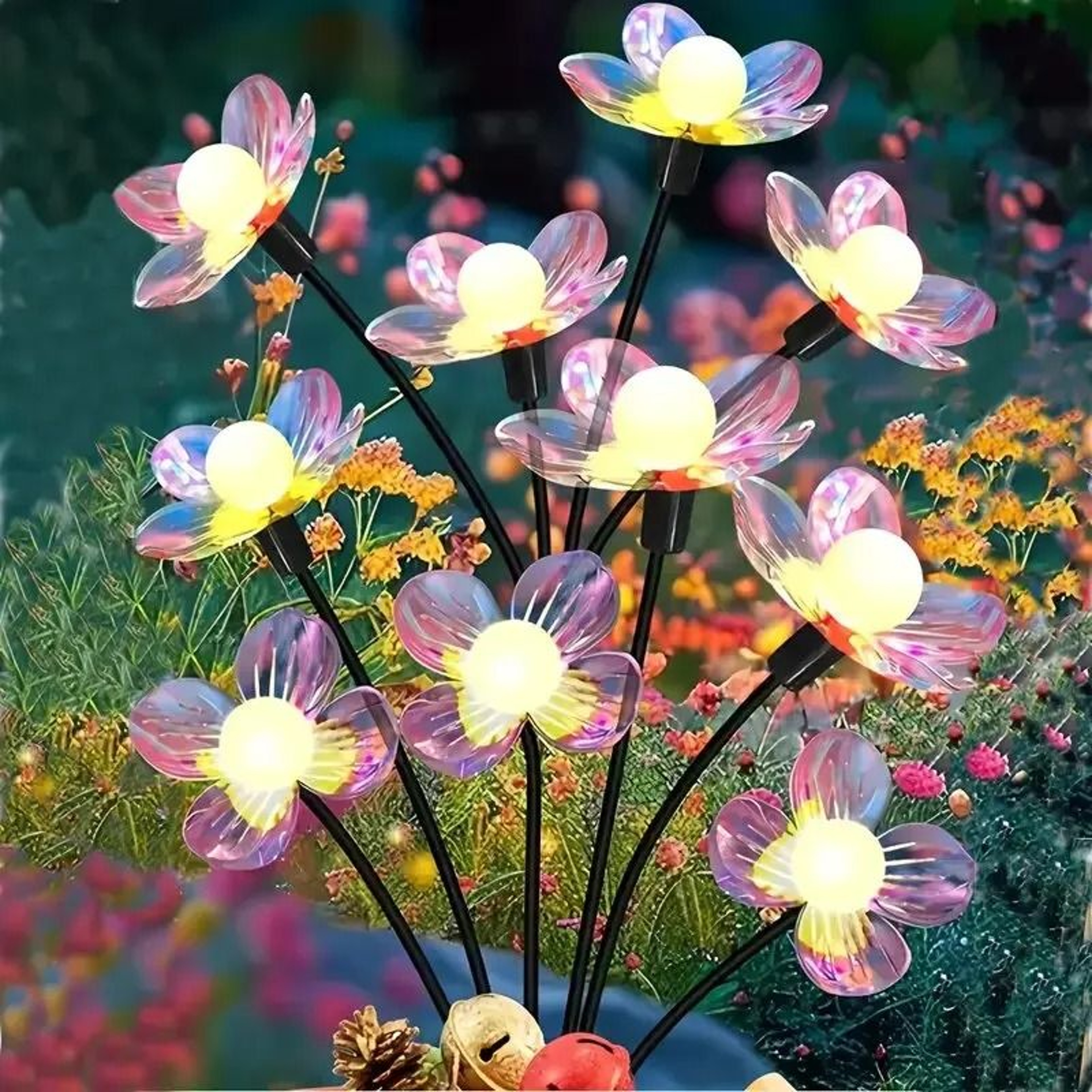 Solar Firefly Flower LED Light Outdoor Waterproof 2 Modes Decoration Lamp 6