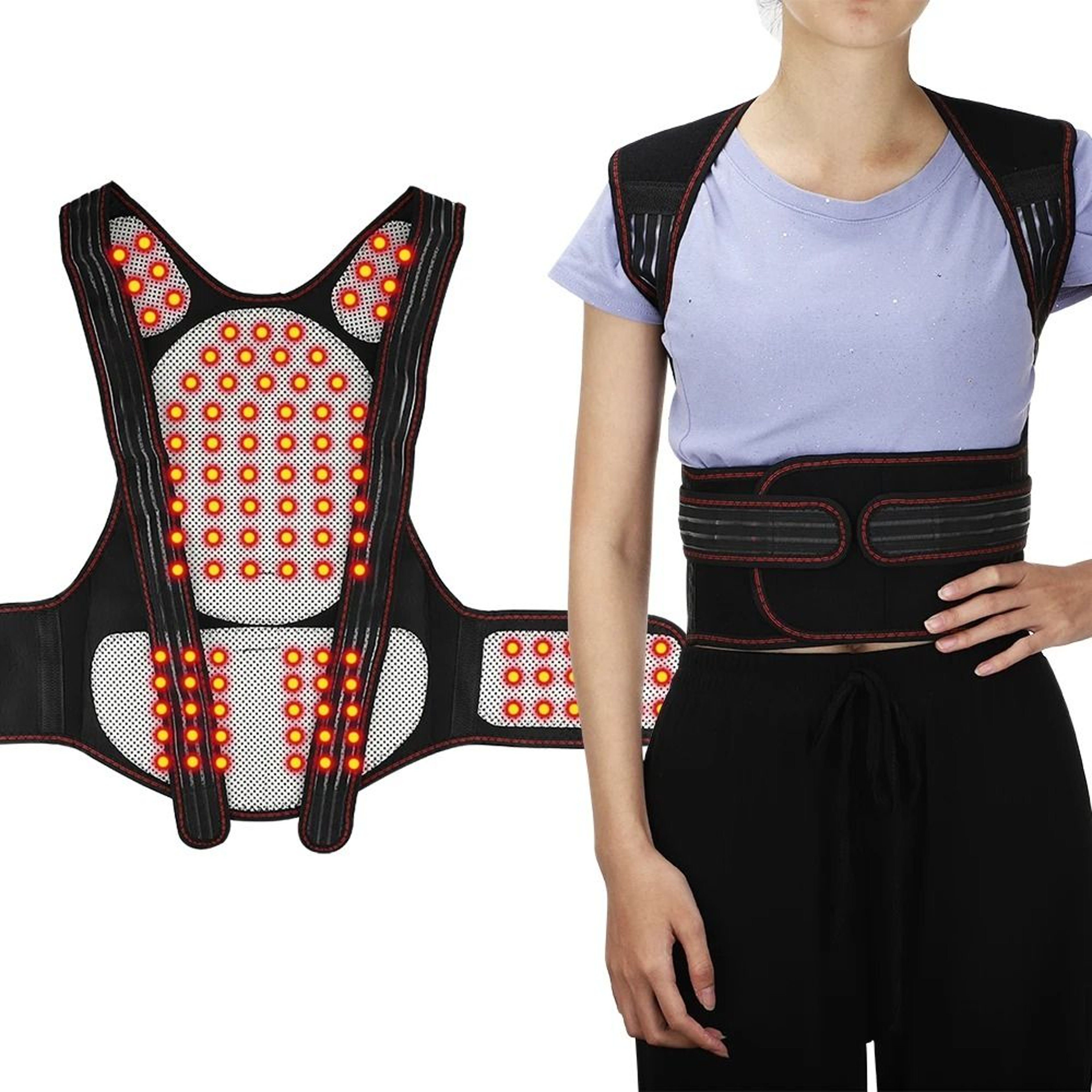 Self Heating Back Support Waist Brace Magnetic Heating Corrector Belt Back Posture Corrector Spine  1