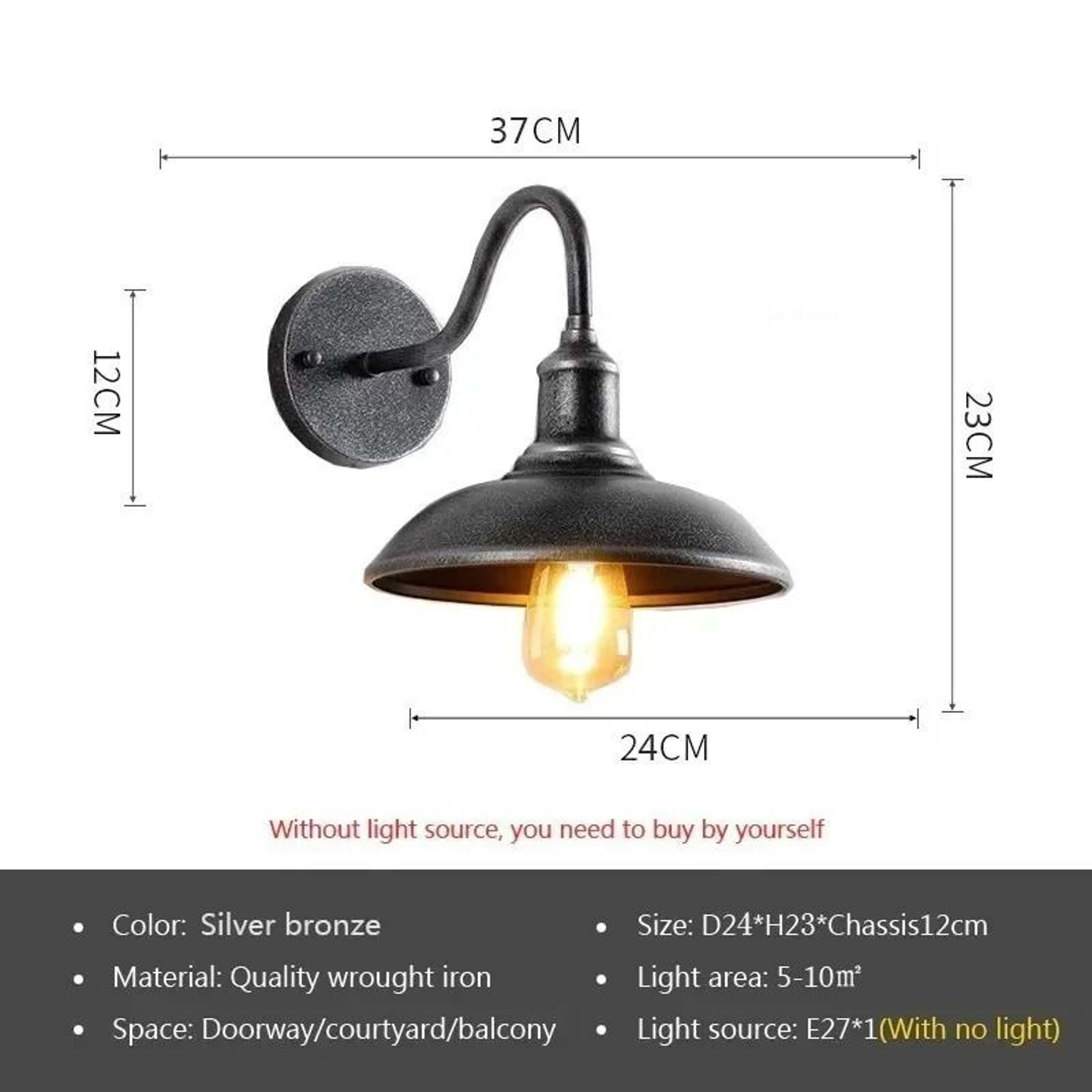 Retro Waterproof LED Wall Lamp Outdoor E27 Decorative Lighting Fixture 9