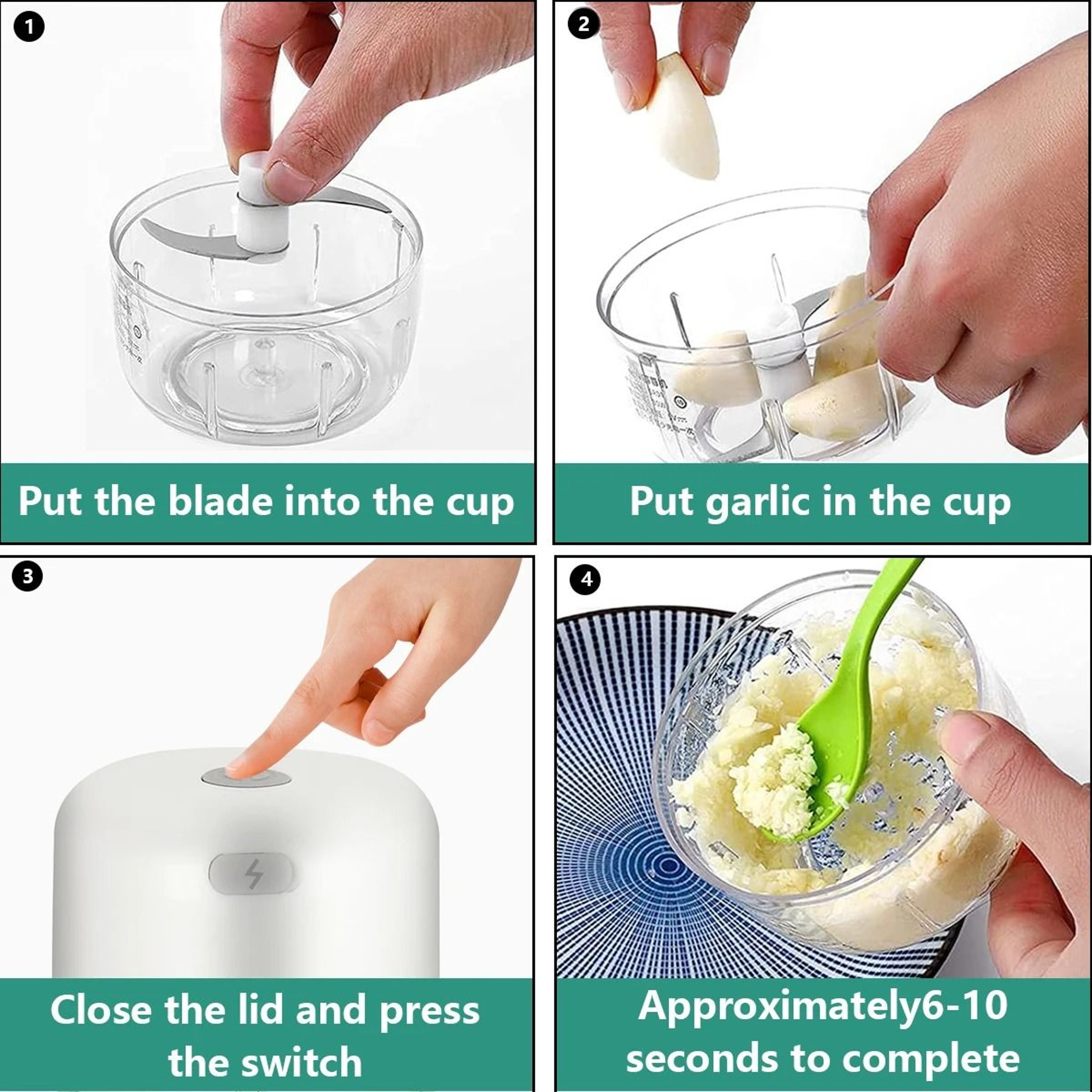 Portable Electric Garlic Chopper Wireless Mini Food Processor 100 Ml 250 Ml 1