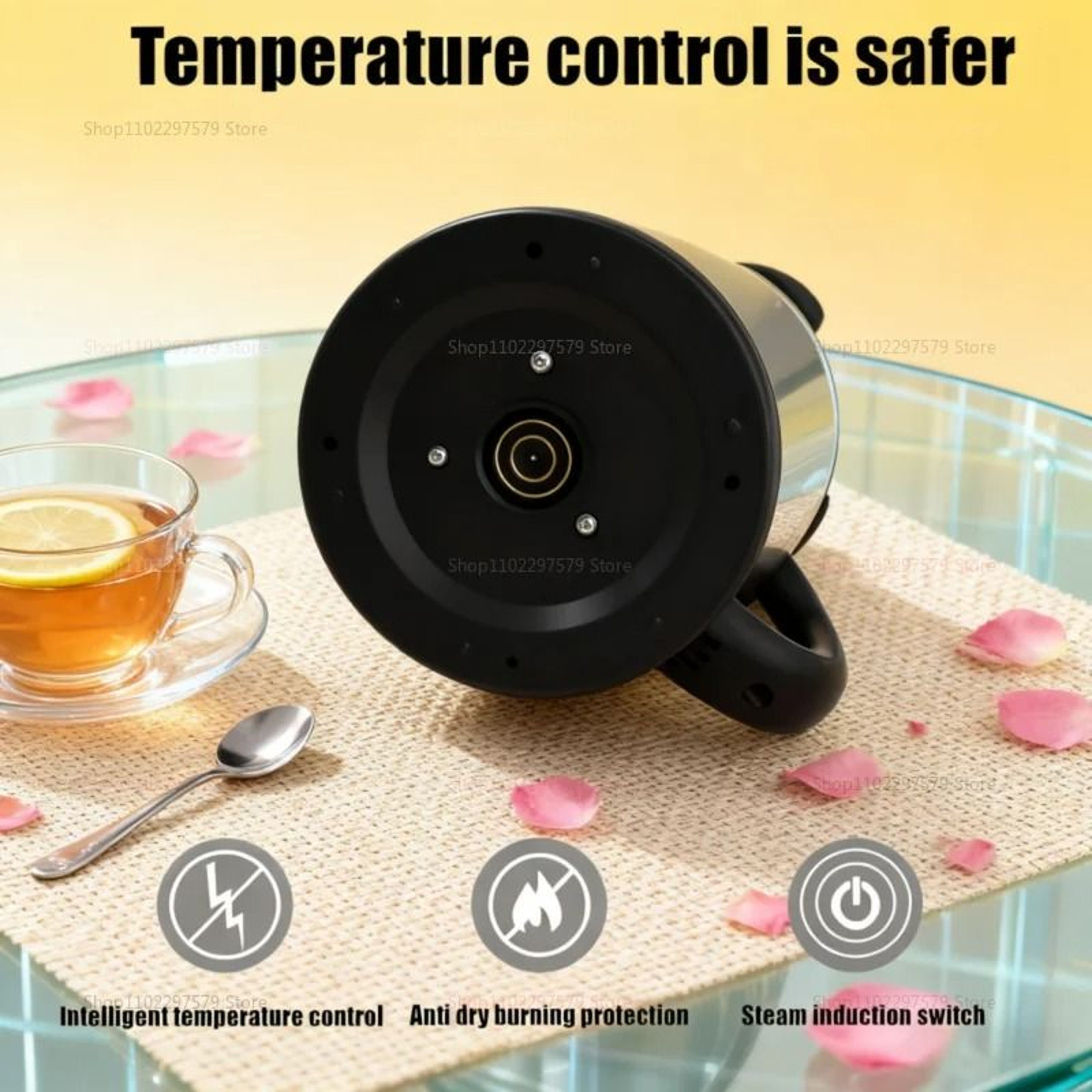 Smart Electric Kettle Stainless Steel Portable Water Kettle 1500W 2L 1