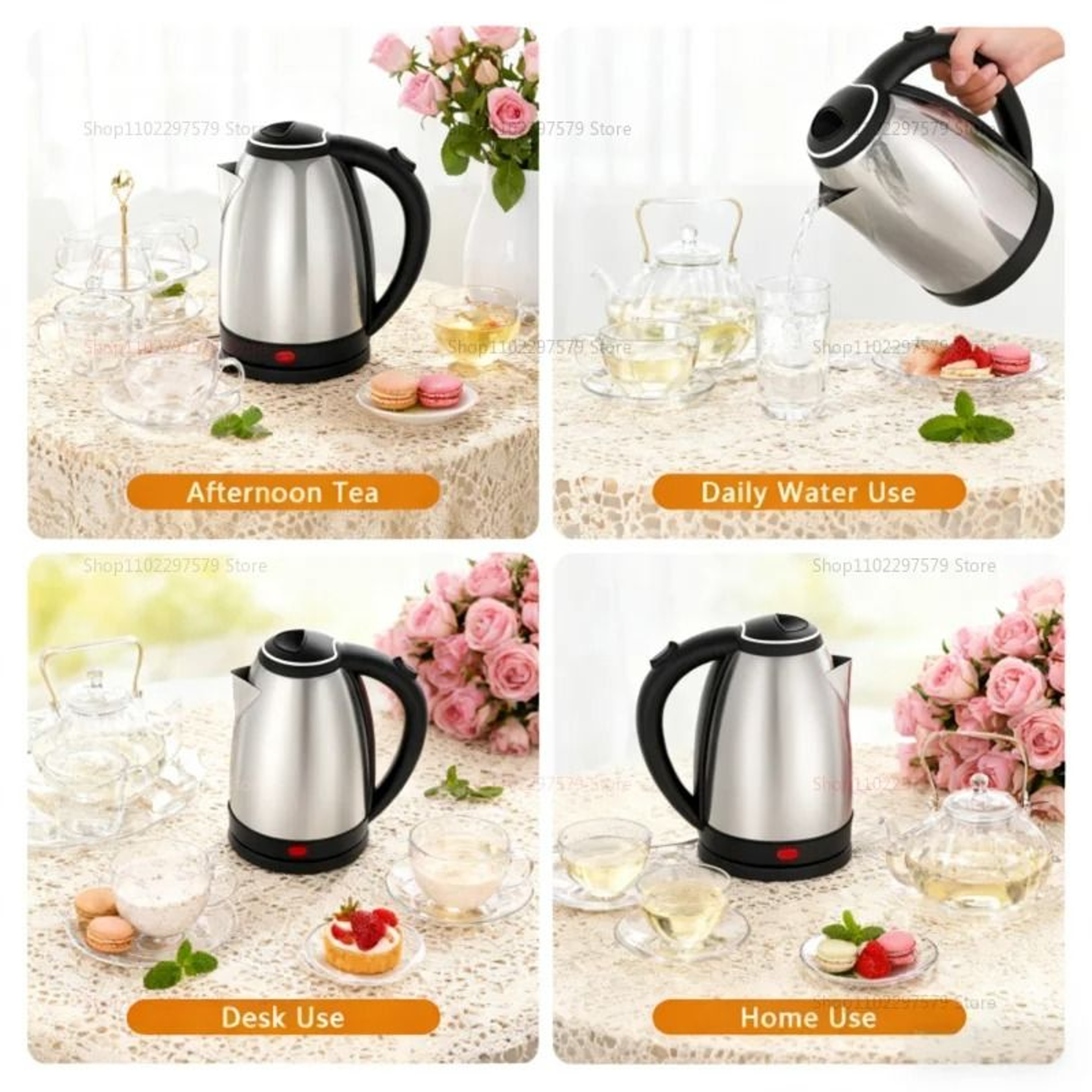 Smart Electric Kettle Stainless Steel Portable Water Kettle 1500W 2L 5