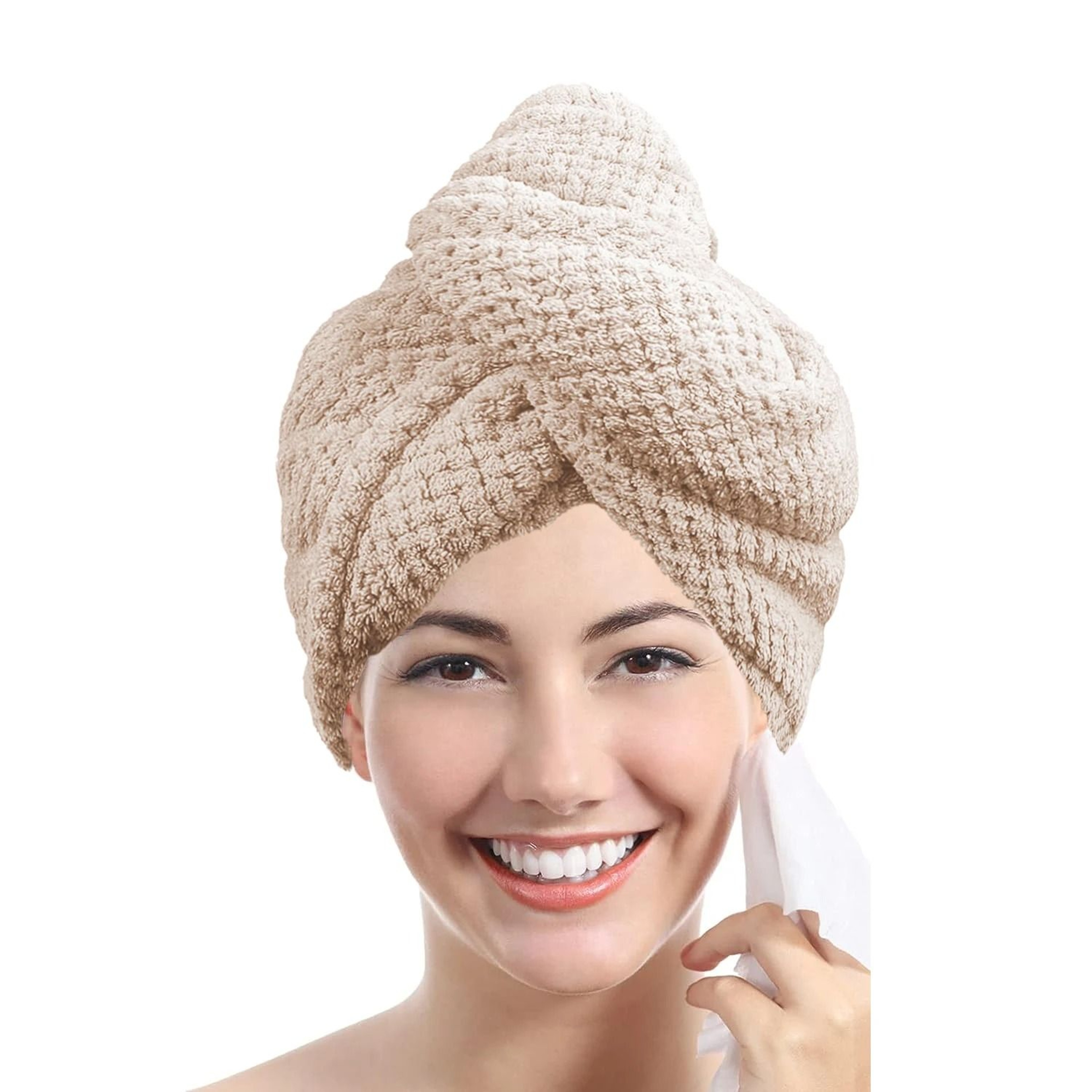Solid Color Hair Towel Textured Dry Hair Cap Wrap 98 X 255 In Absorbent For Women 9