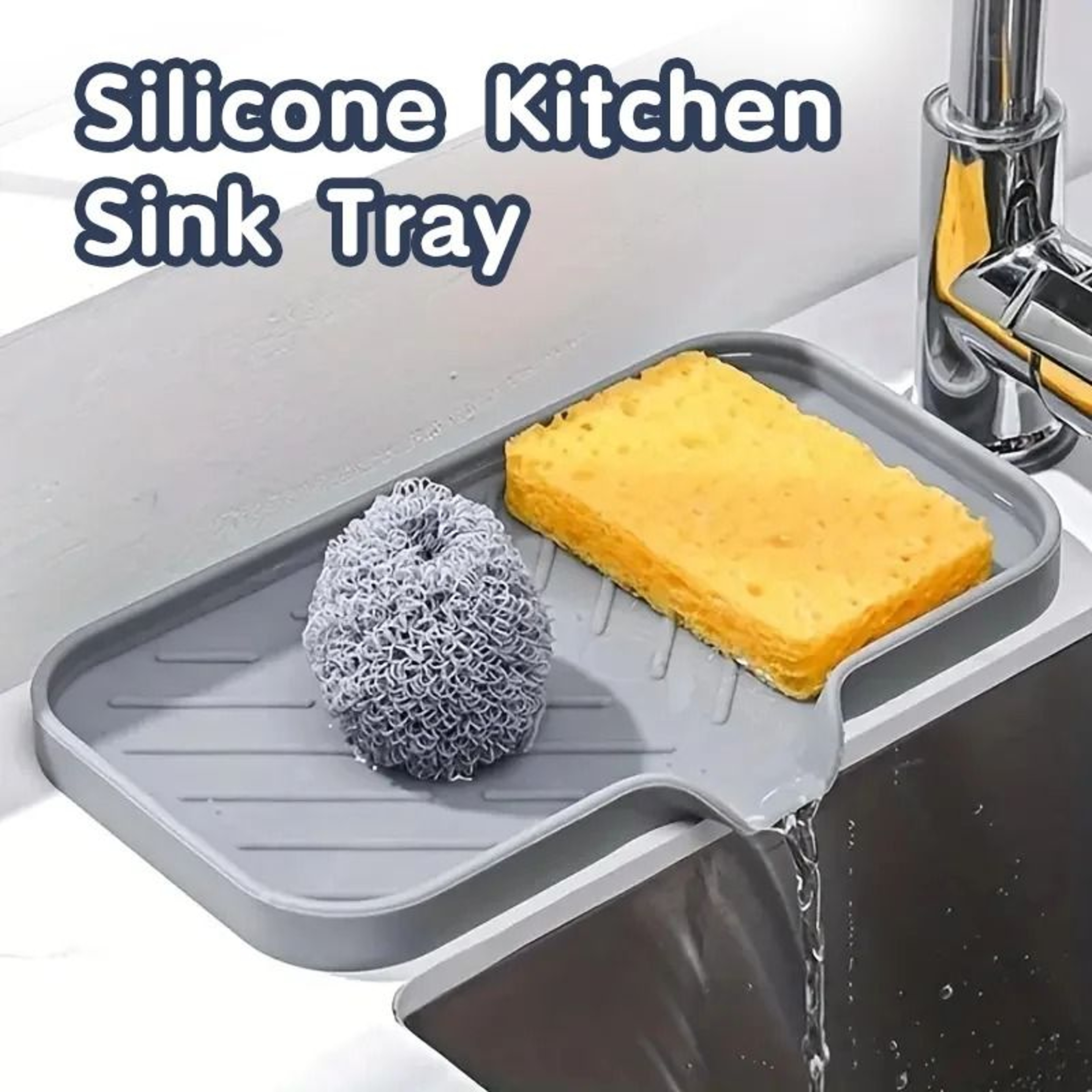 Silicone Faucet Mat Kitchen Sink Tray Soap Dispenser Sponge Drain Pad Countertop Storage 0