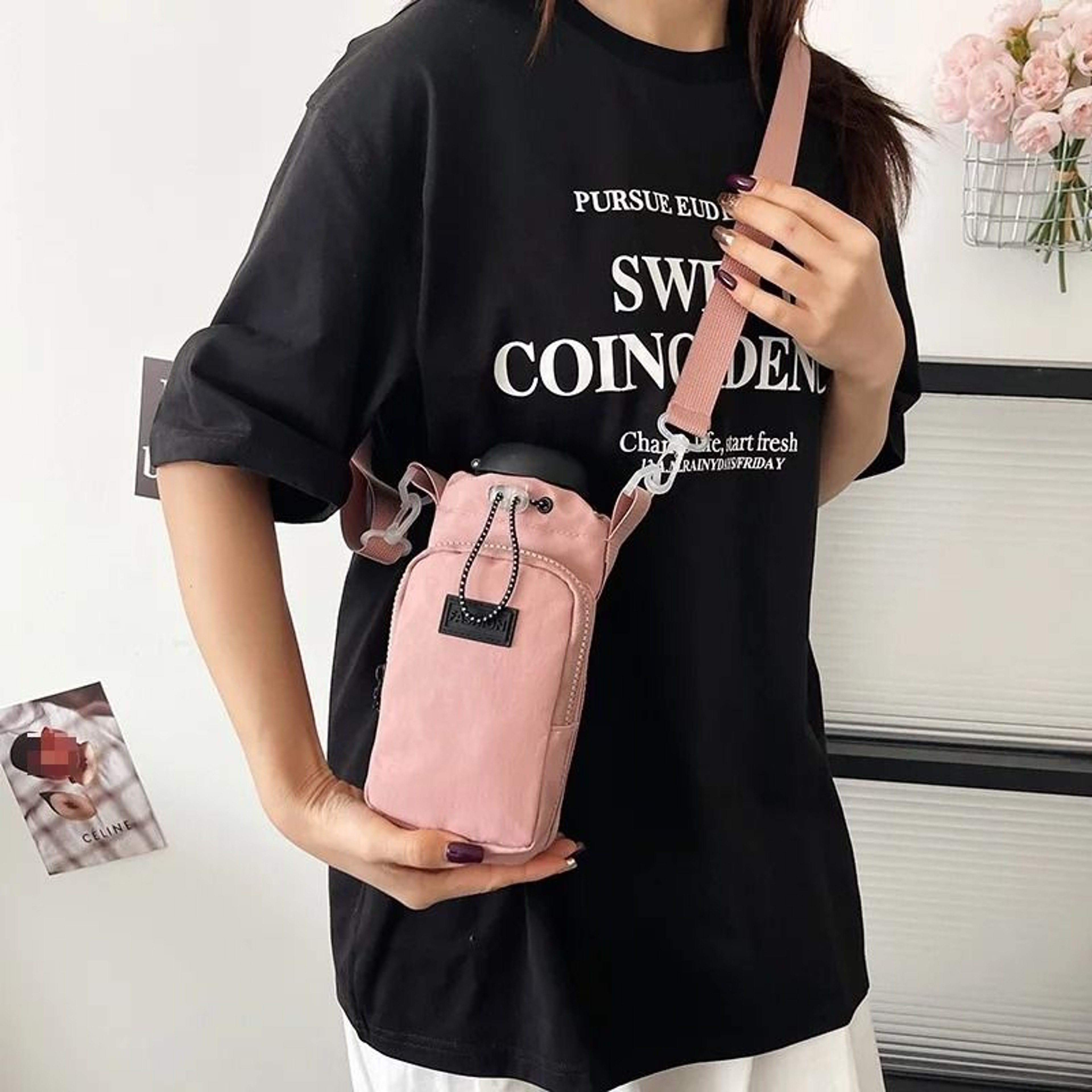 Portable Water Bottle Bag Insulated Sleeve With Adjustable Shoulder Strap 2