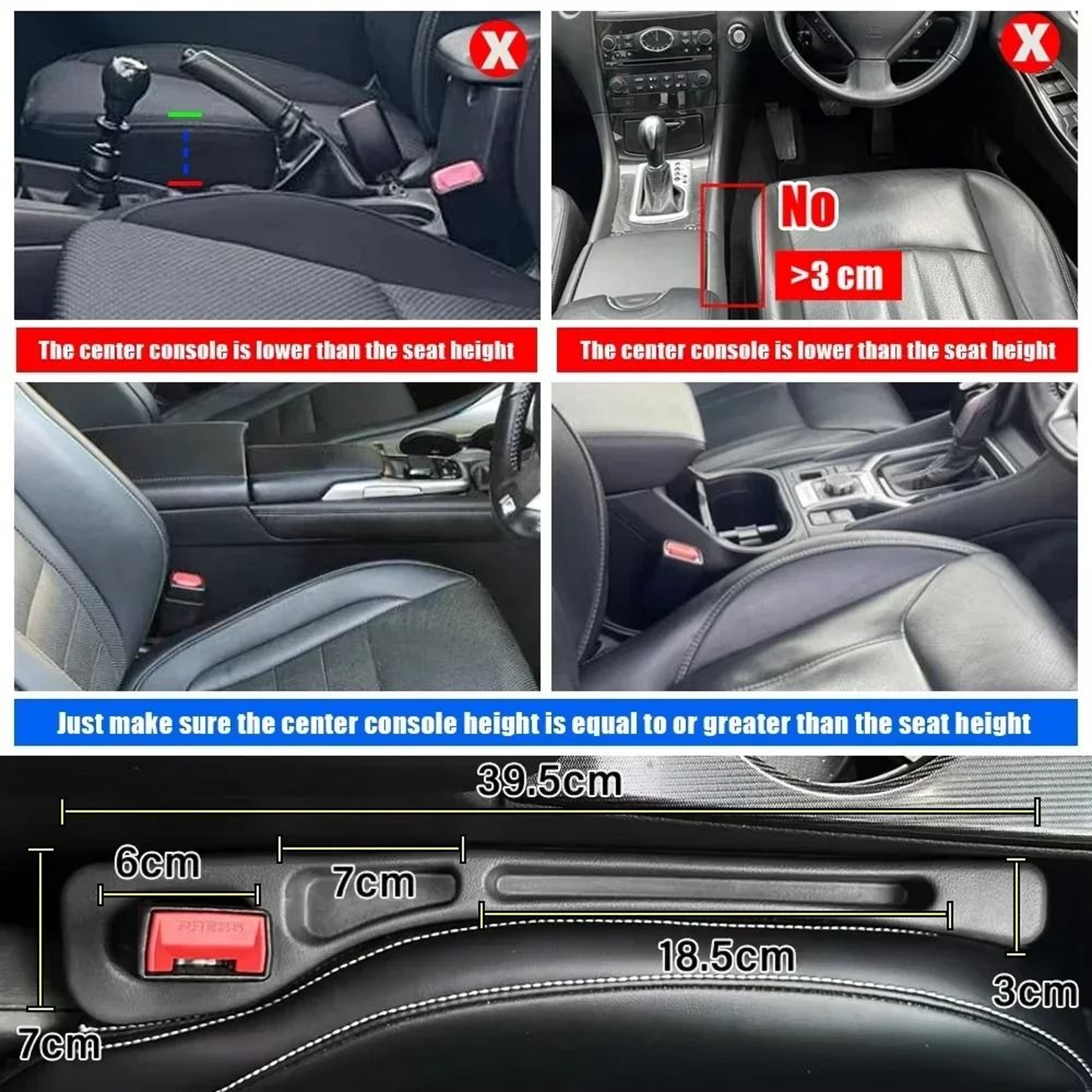 Universal Car Seat Gap Filler Plug Strip Leak Proof Side Seam Storage Organizer 1